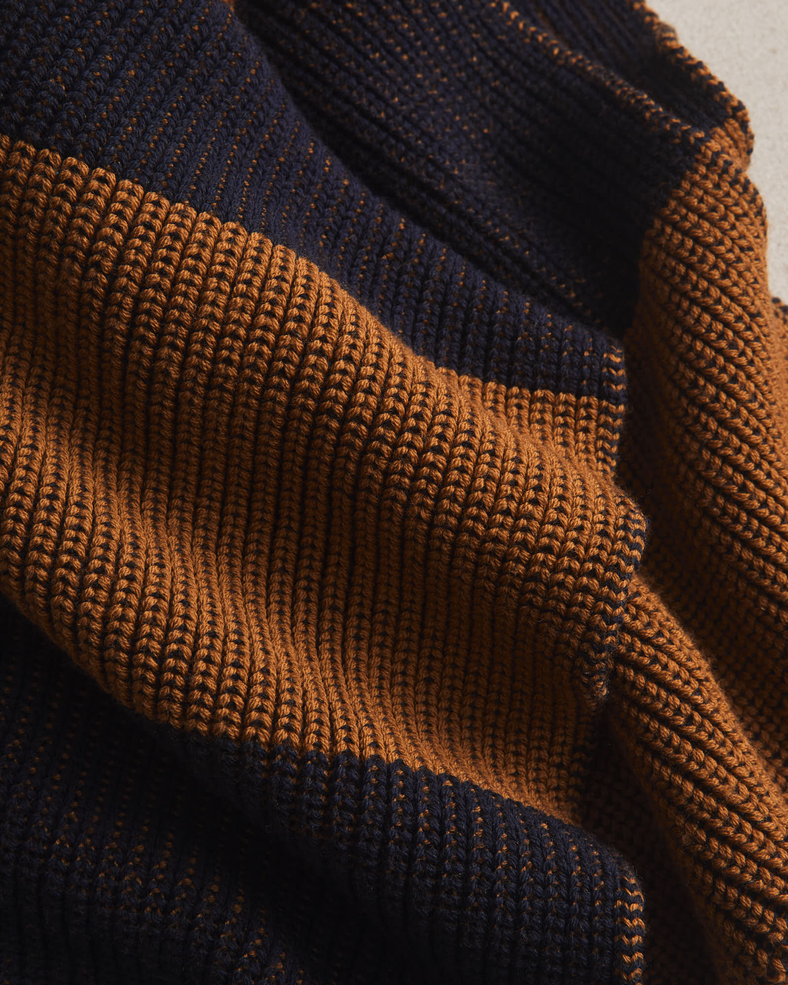 Colorblocked Merino Wool Scarf - Copper Navy - Image 2