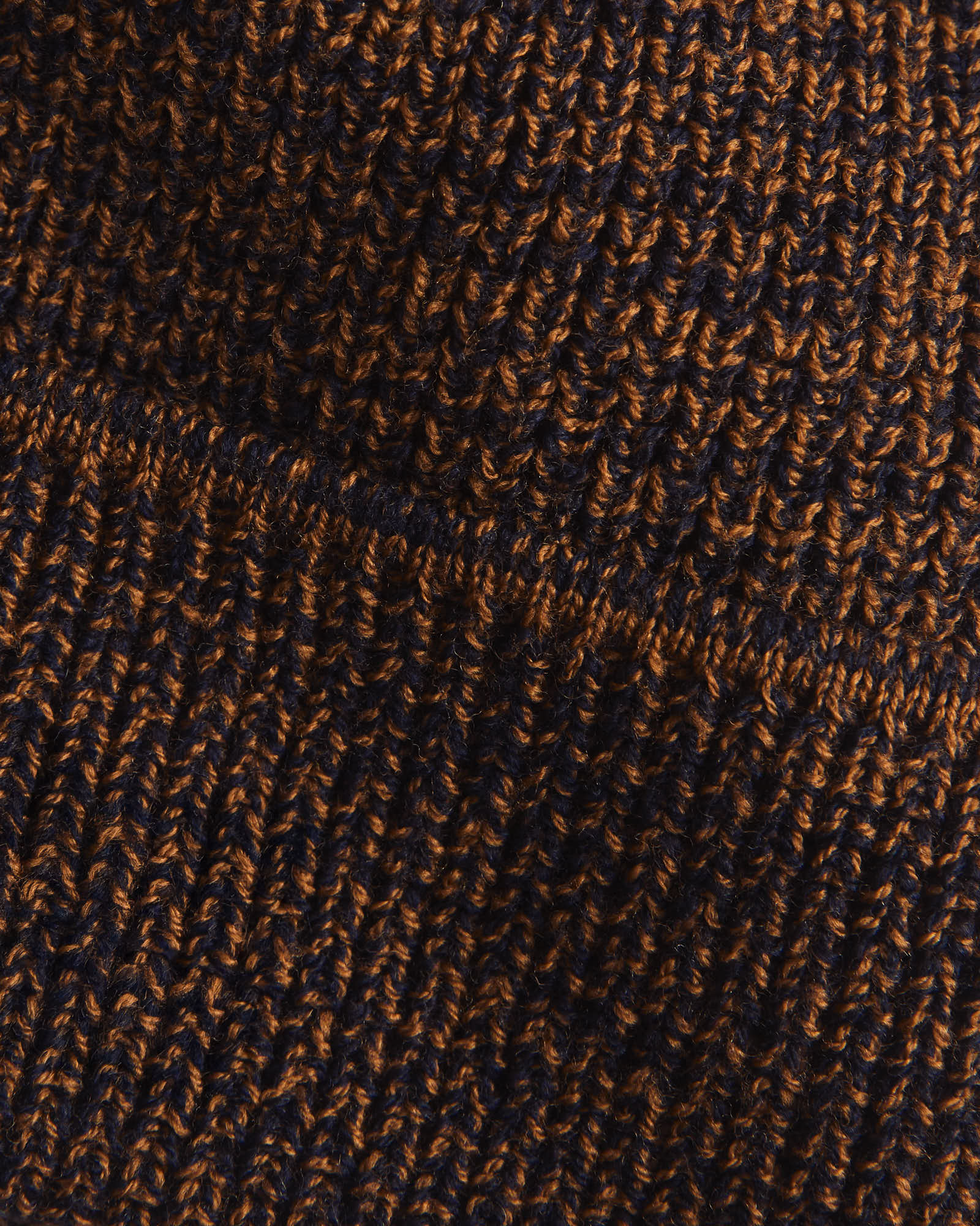 Cuffed Marled Merino Wool Beanie - Marled Copper Navy - Image 2