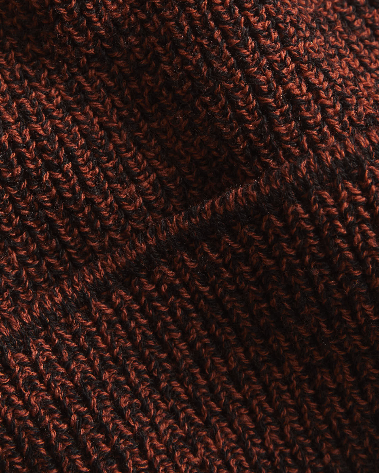 Cuffed Marled Merino Wool Beanie - Marled Rust Black - Image 2