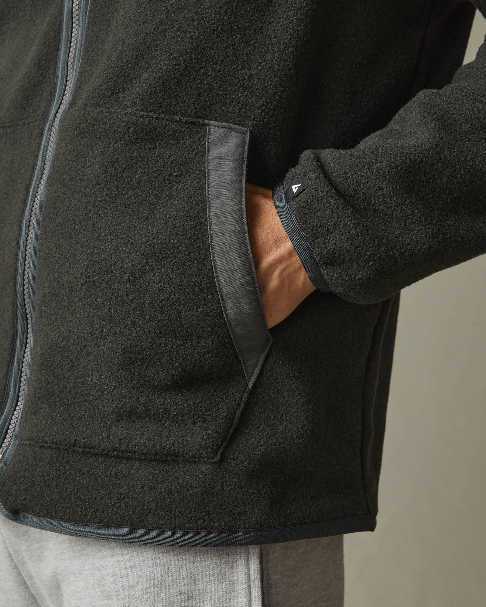 Men's Active Fleece Full Zip - Vintage Black - Image 5