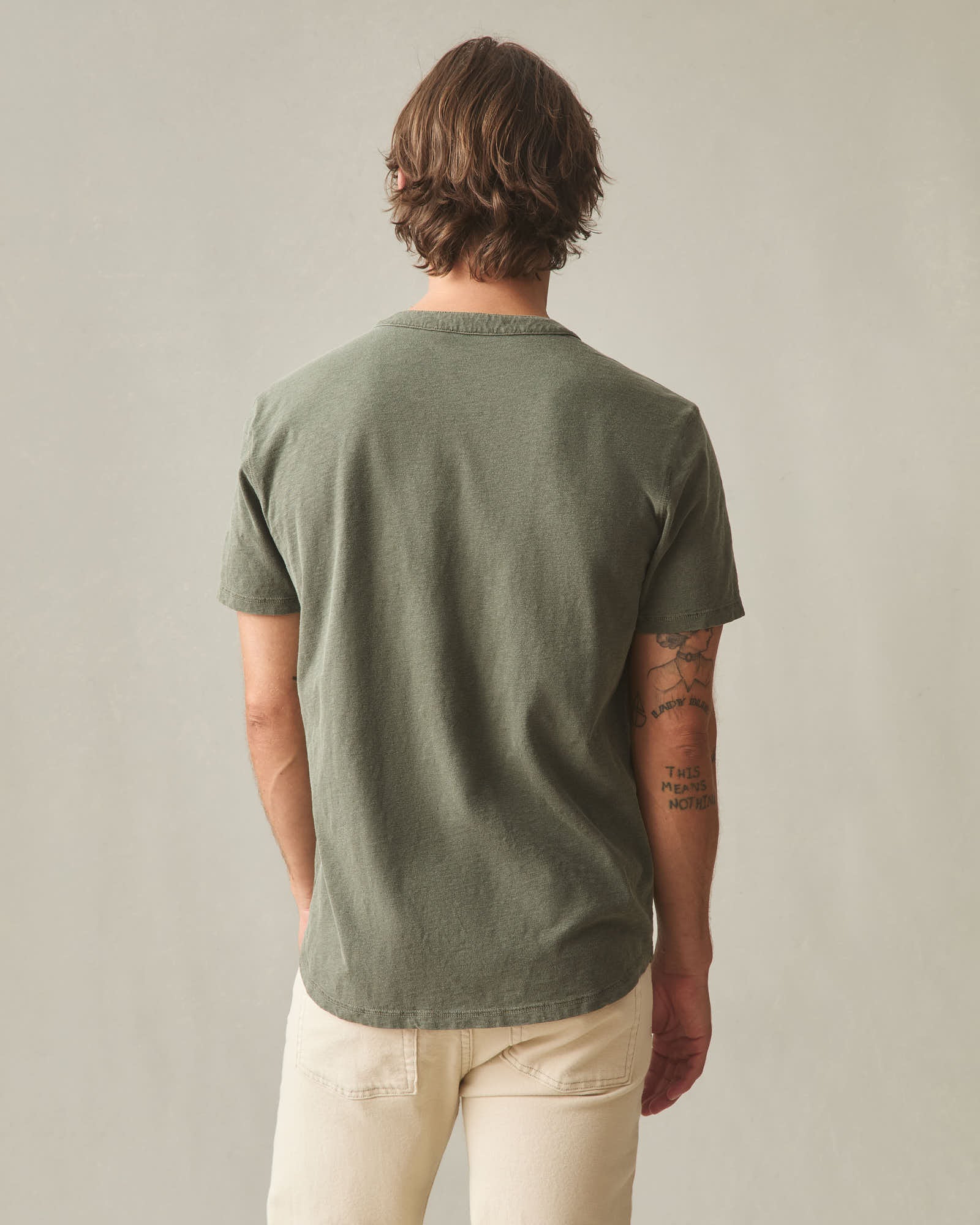 Men's Broken-In Premium Slub Henley - Washed Olive - Image 5