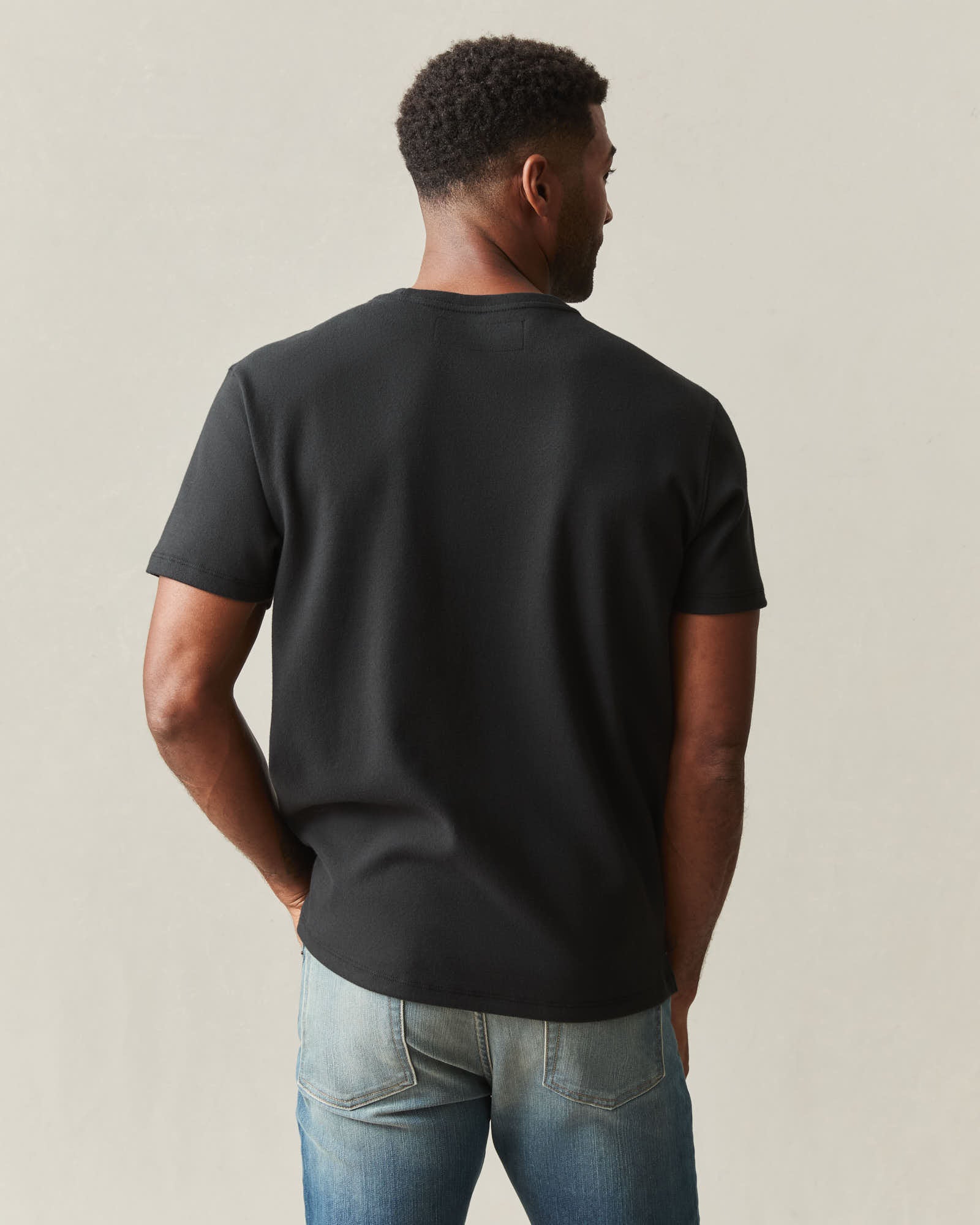 Men's Brushed Crew Tee - Black Solid - Image 3