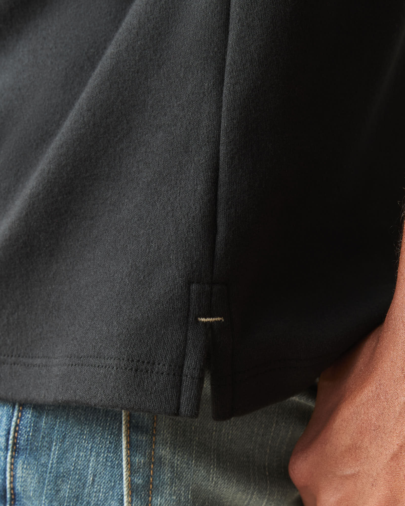 Men's Brushed Crew Tee - Black Solid - Image 6