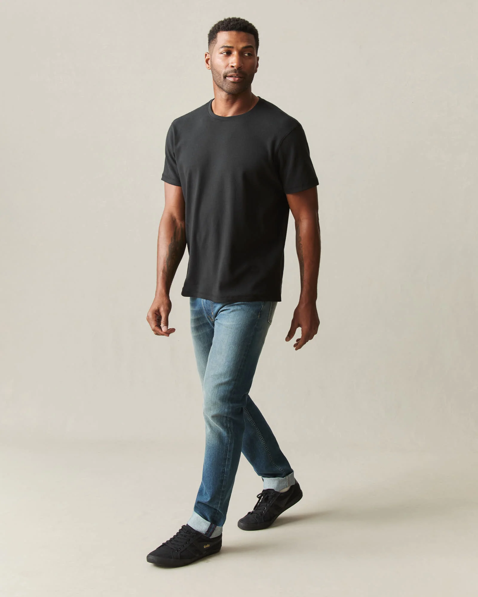 Men's Brushed Crew Tee - Black Solid - Image 7