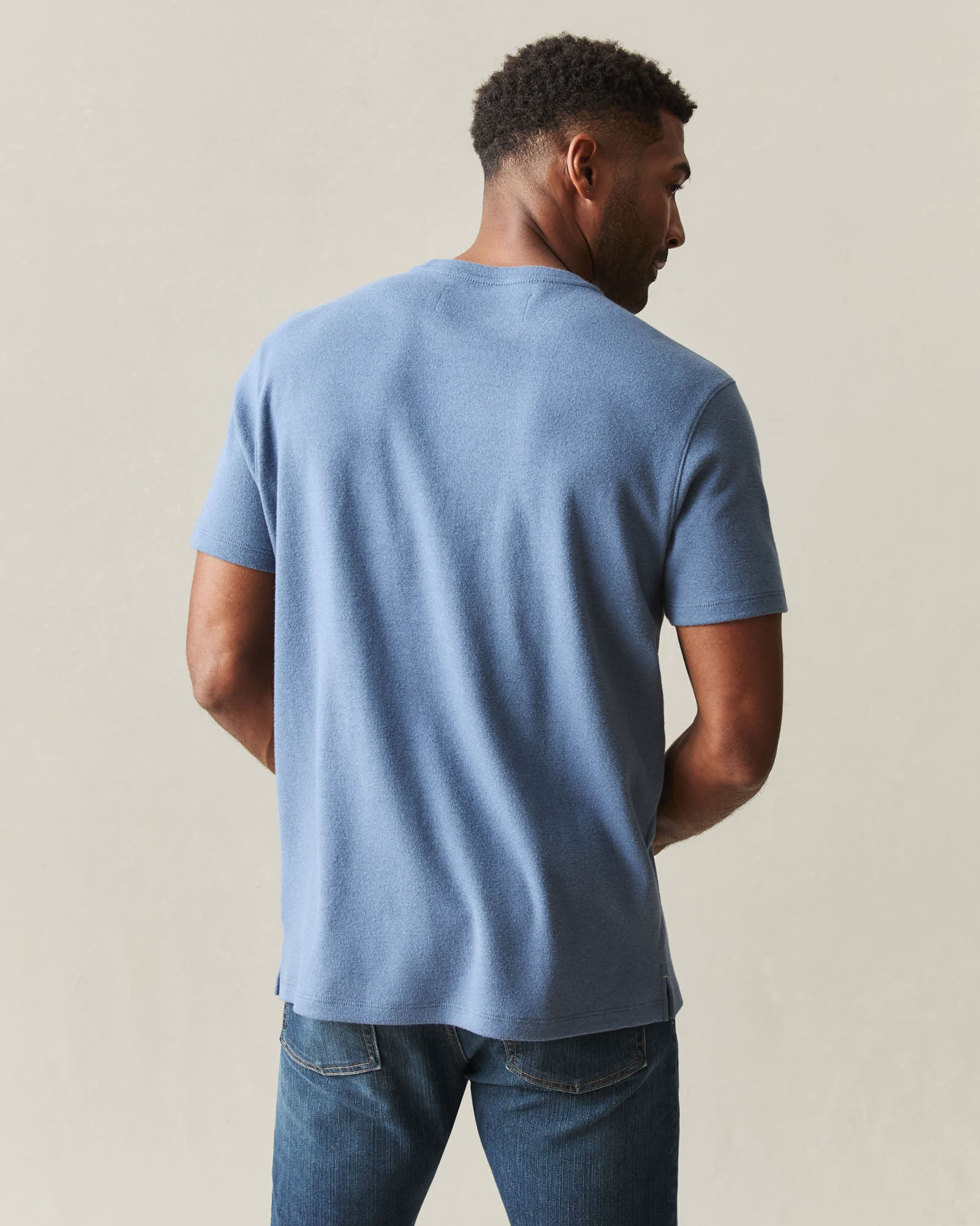 Men's Brushed Crew Tee - Moonlight Blue Heather - Image 3