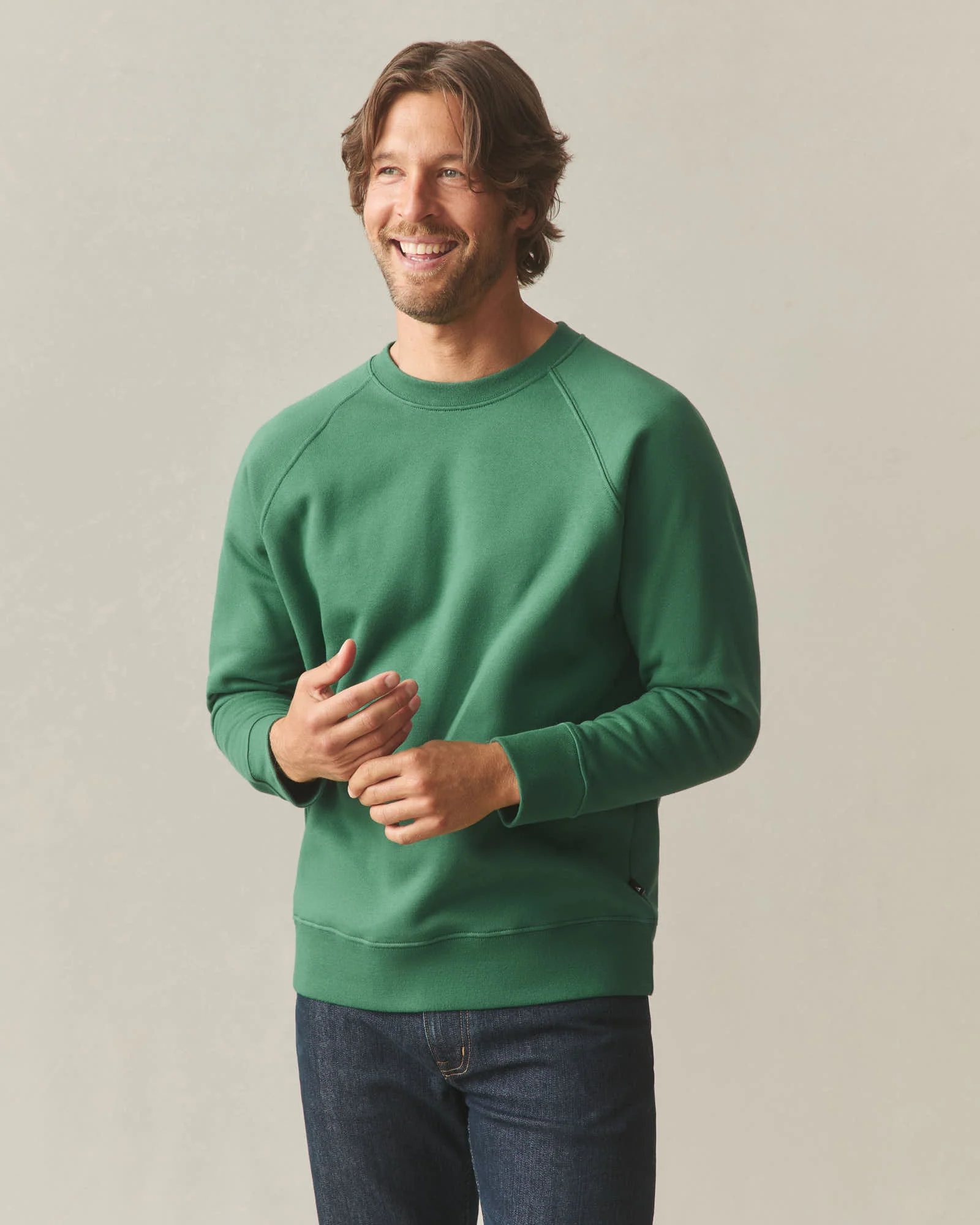 Men's Midweight Crewneck - Hunter Green - Image 2
