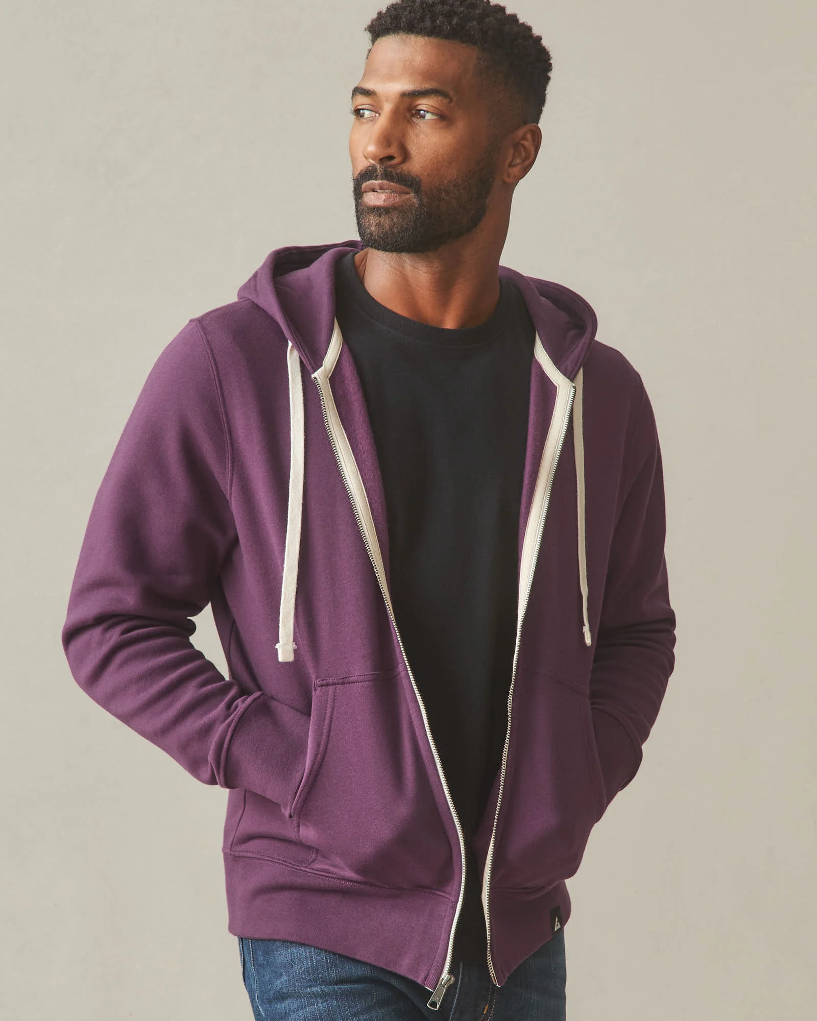 Men's Midweight Full Zip - Blackberry Wine - Image 3