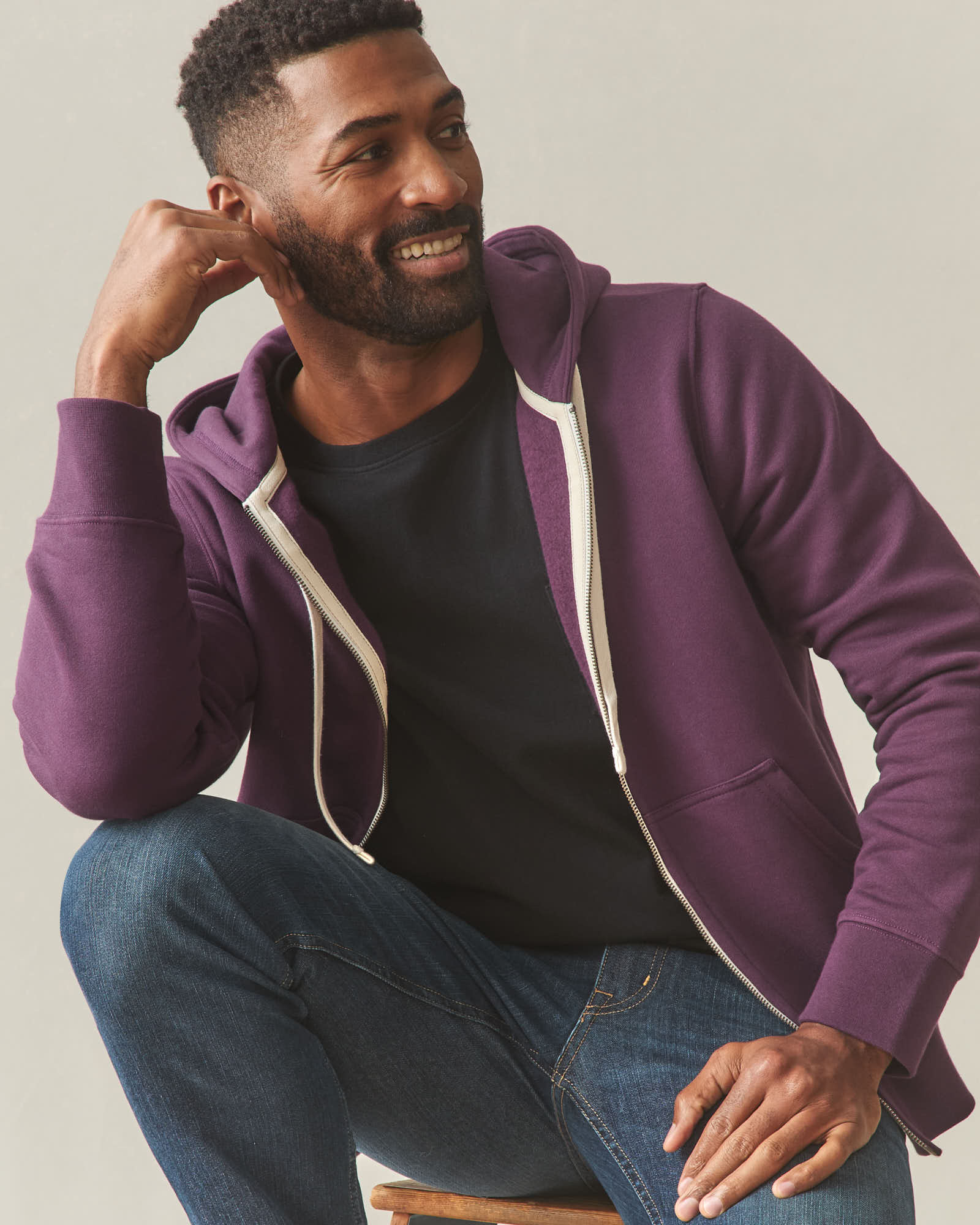Men's Midweight Full Zip - Blackberry Wine - Image 6
