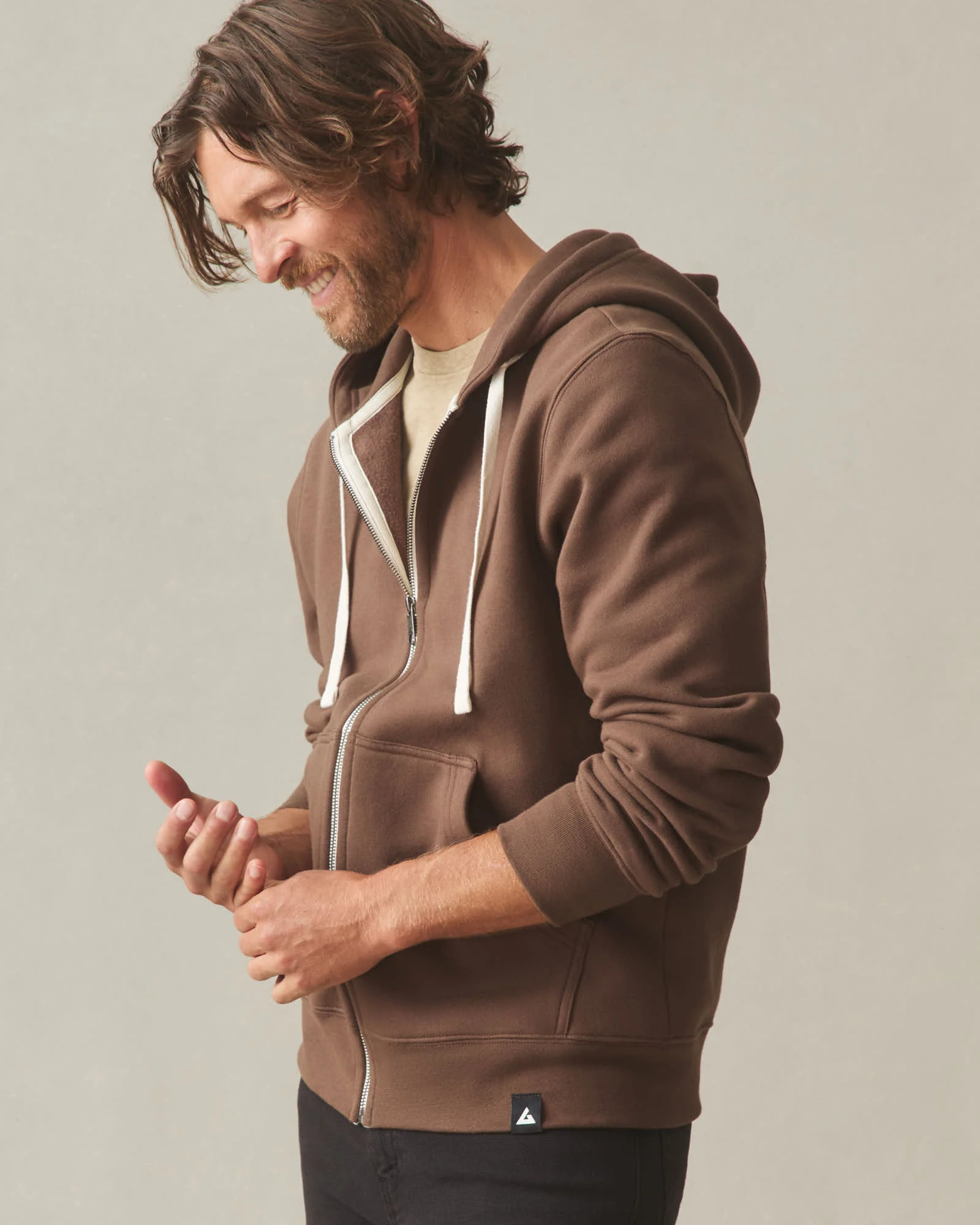 Men's Midweight Full Zip - Chestnut - Image 3