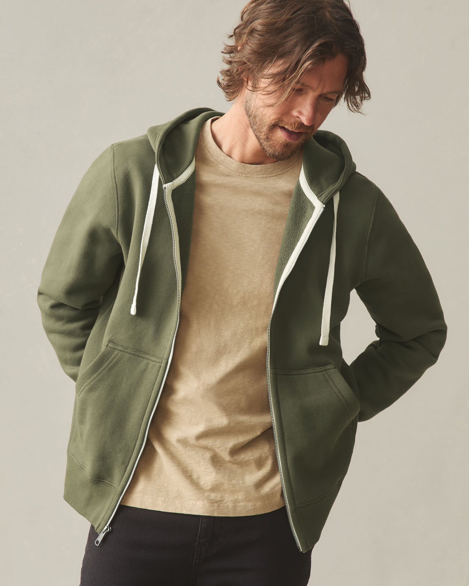 Men's Midweight Full Zip - Loden - Image 3