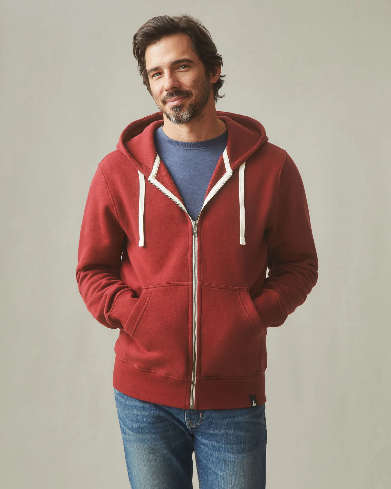 Men's Midweight Full Zip - Red Ochre - Image 3