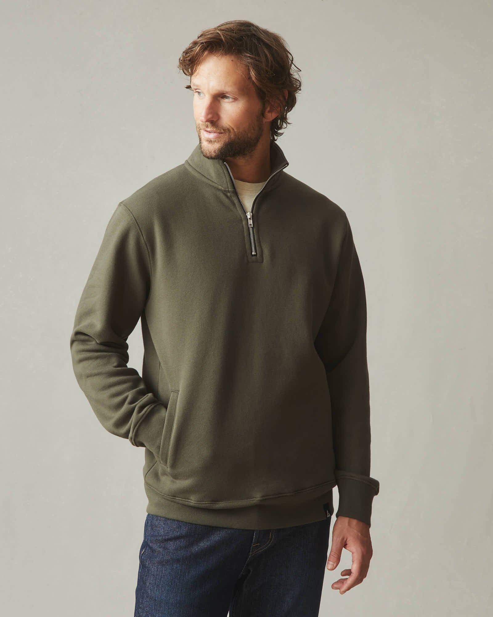 Men's Carolina Quarter Zip - Deep Olive - Image 3