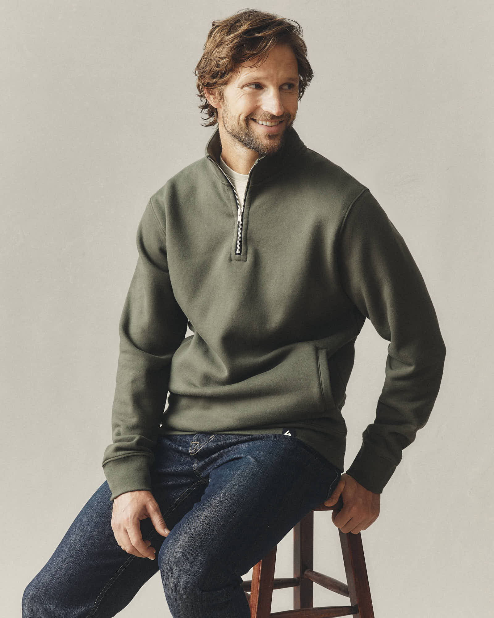 Men's Carolina Quarter Zip - Deep Olive - Image 5