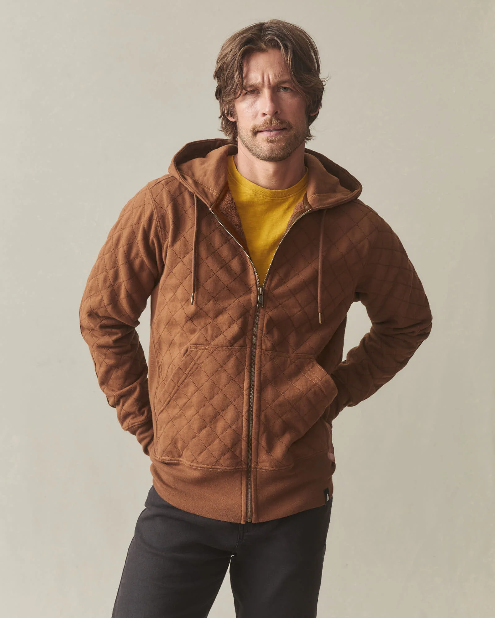 Men's Diamond Stitch Classic Full Zip - Mahogany - Image 2