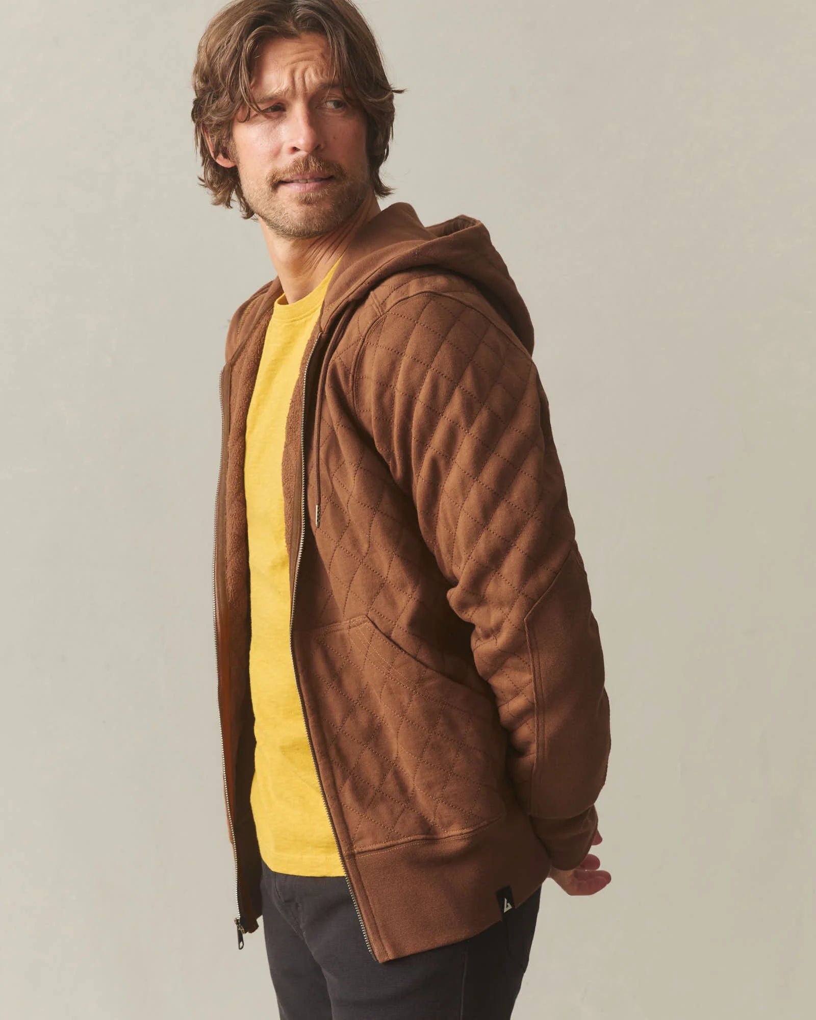 Men's Diamond Stitch Classic Full Zip - Mahogany - Image 3