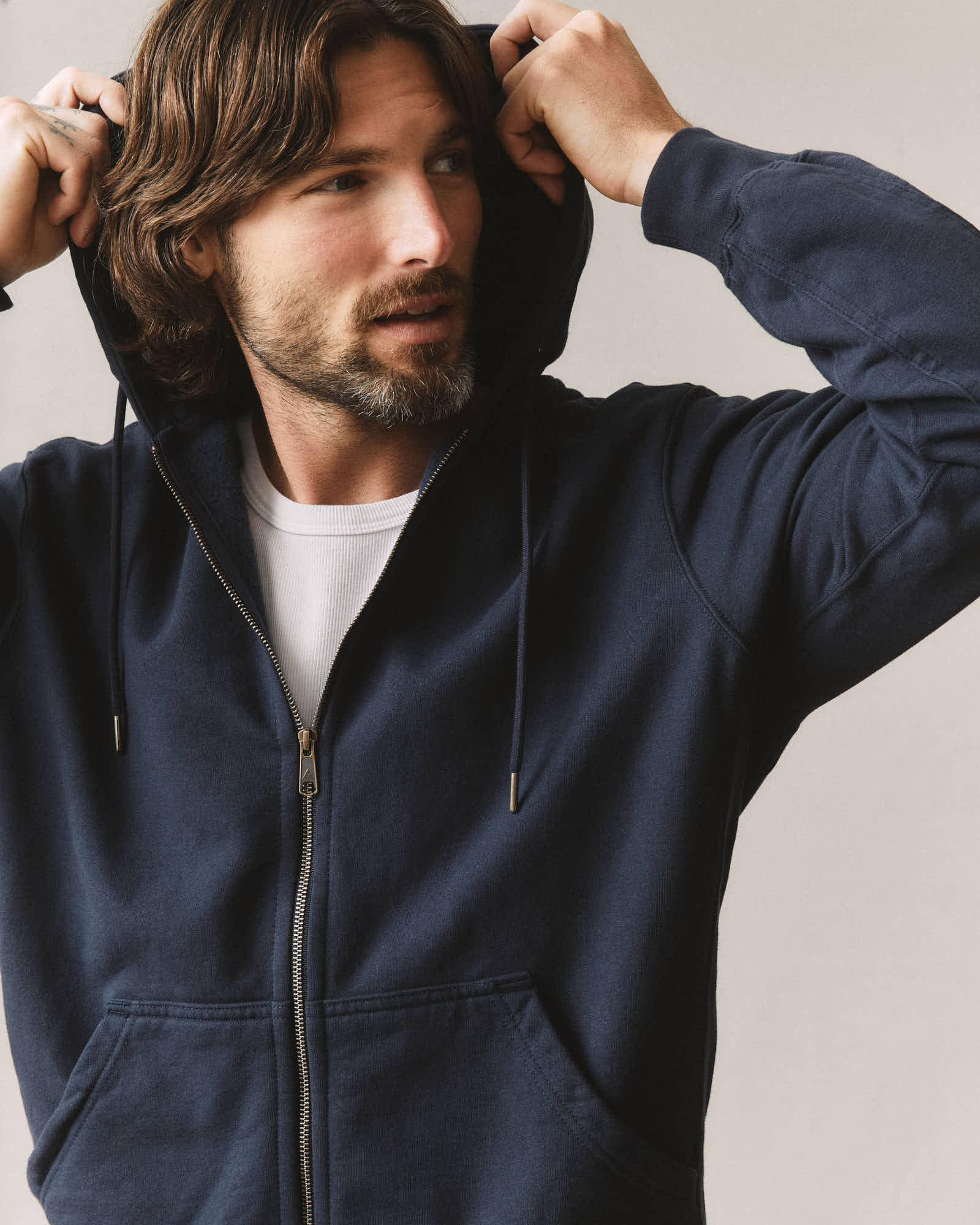 Men's Relaxed Classic Full Zip - Oxford Blue - Image 5