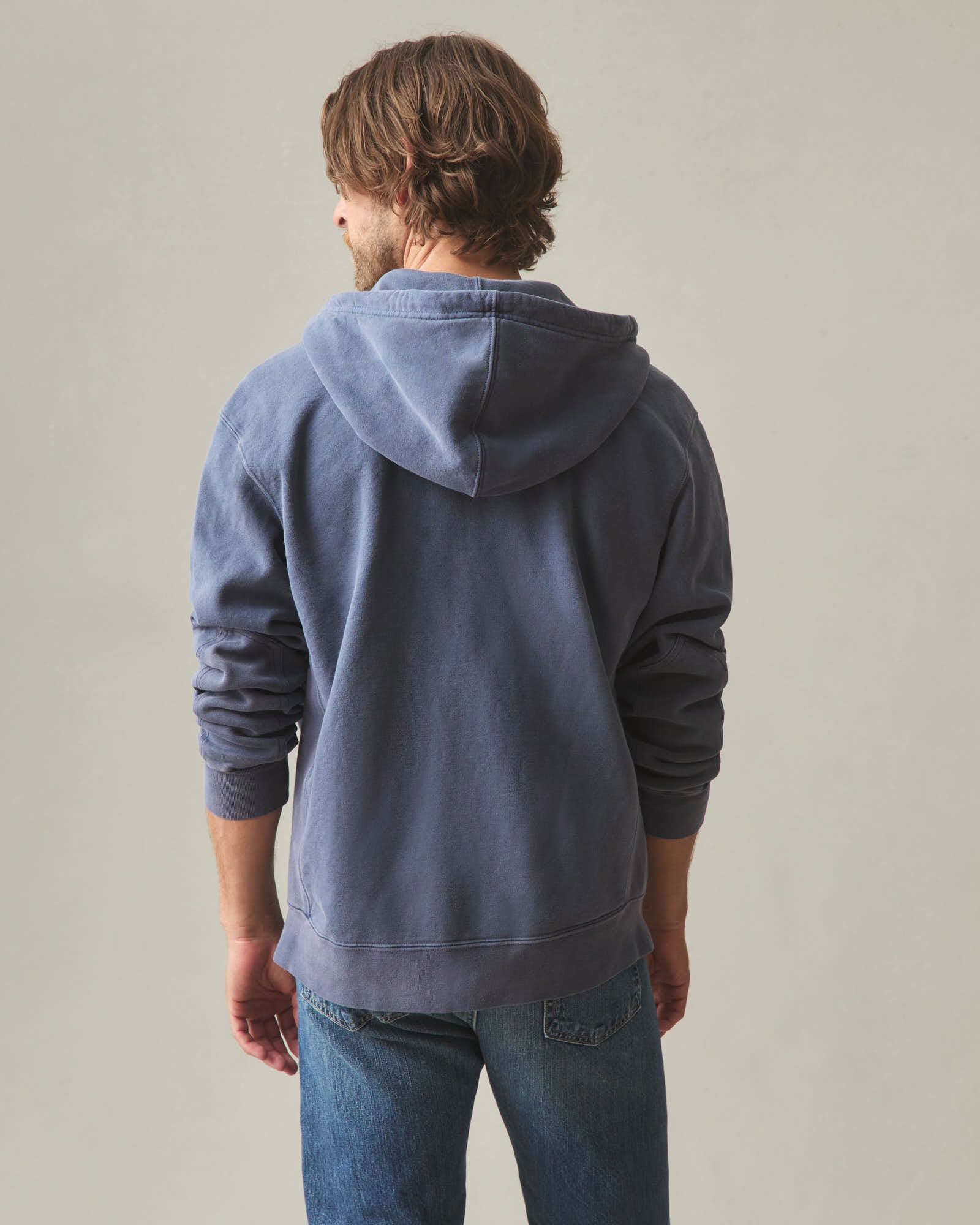 Men's Vintage Wash Relaxed Classic Full Zip - Washed True Navy - Image 4