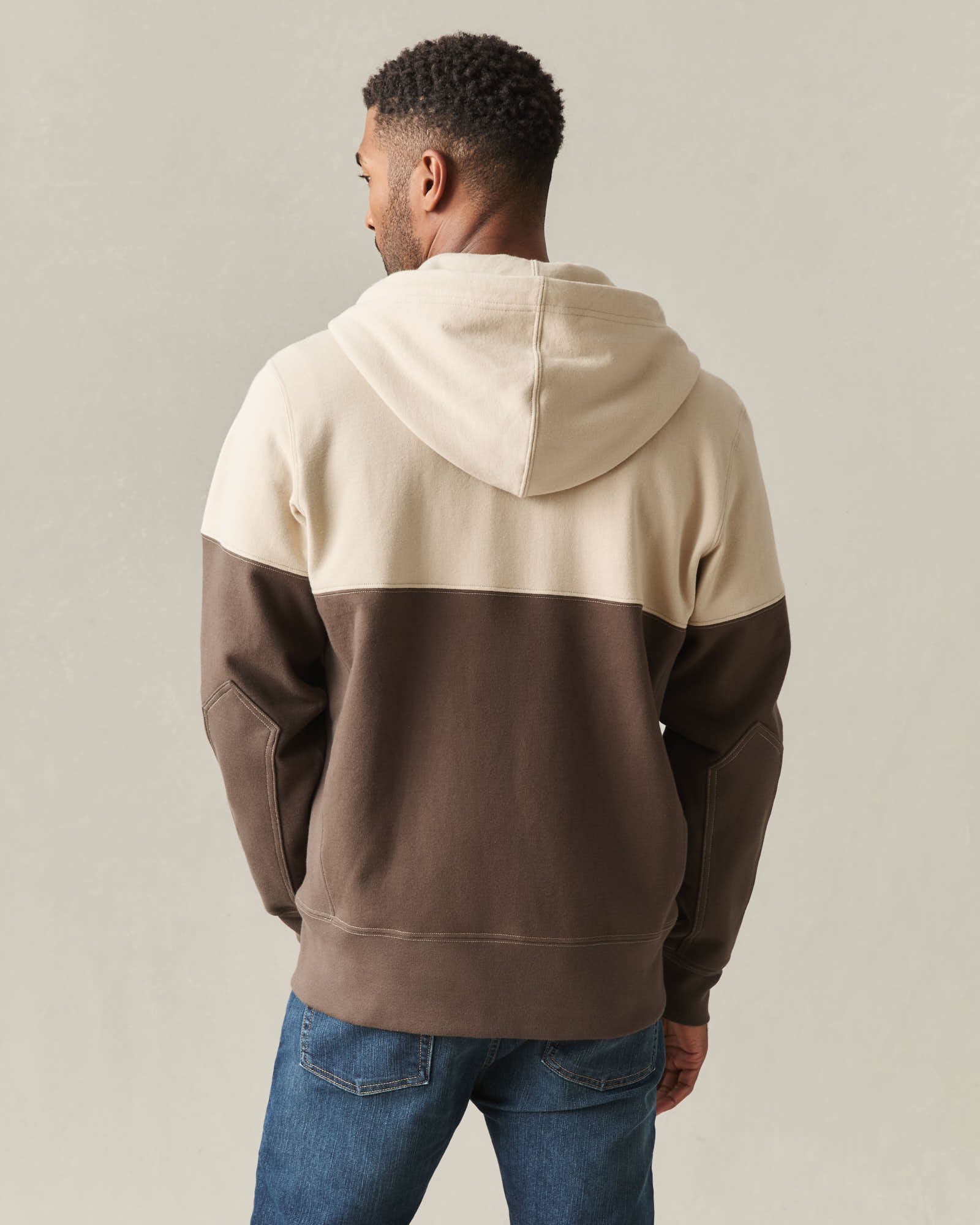 Men's Classic Full Zip Split Seam Vault - White Pepper Turkish Coffee - Image 3