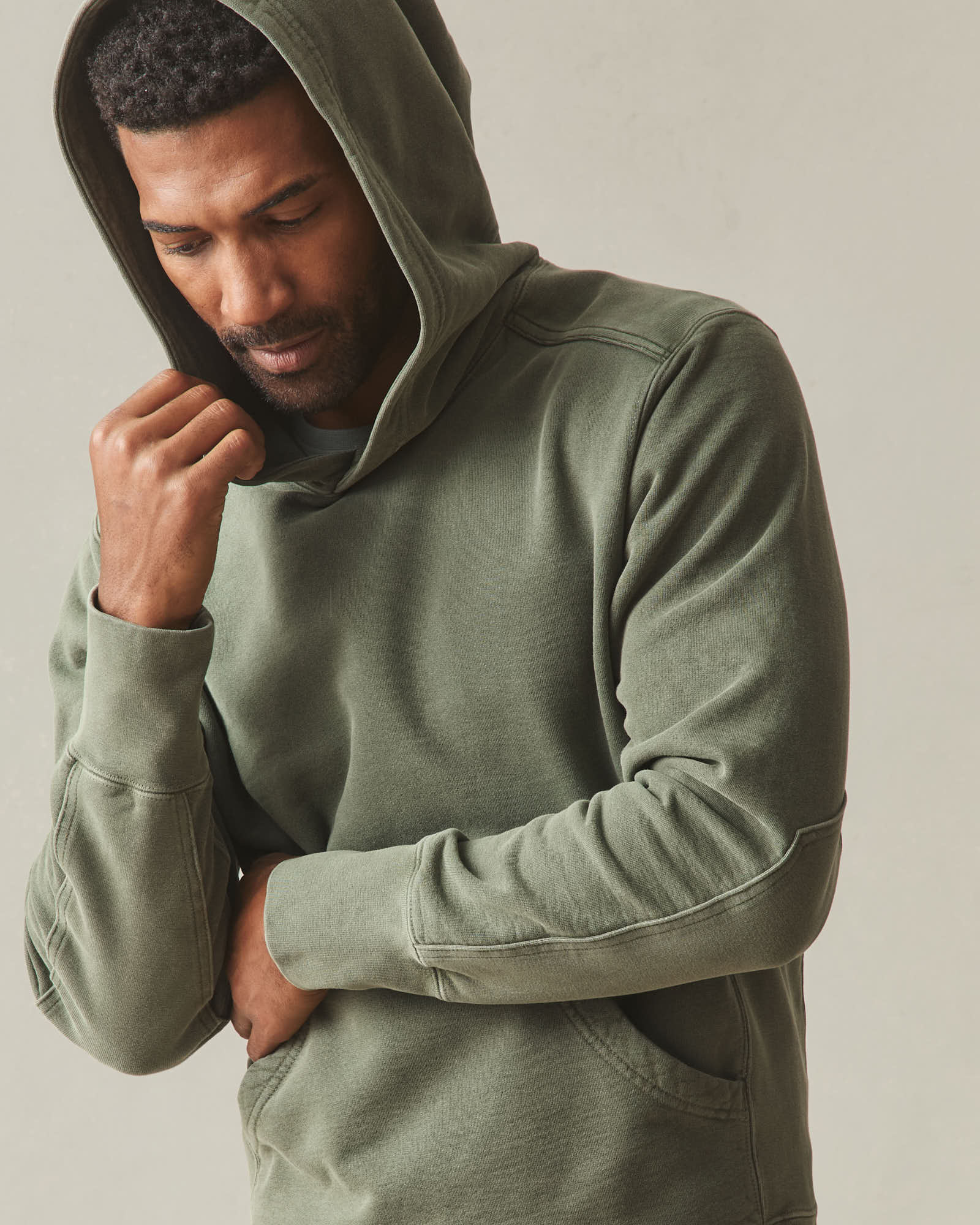 Men's Vintage Wash Classic Pullover - Washed Deep Olive - Image 3