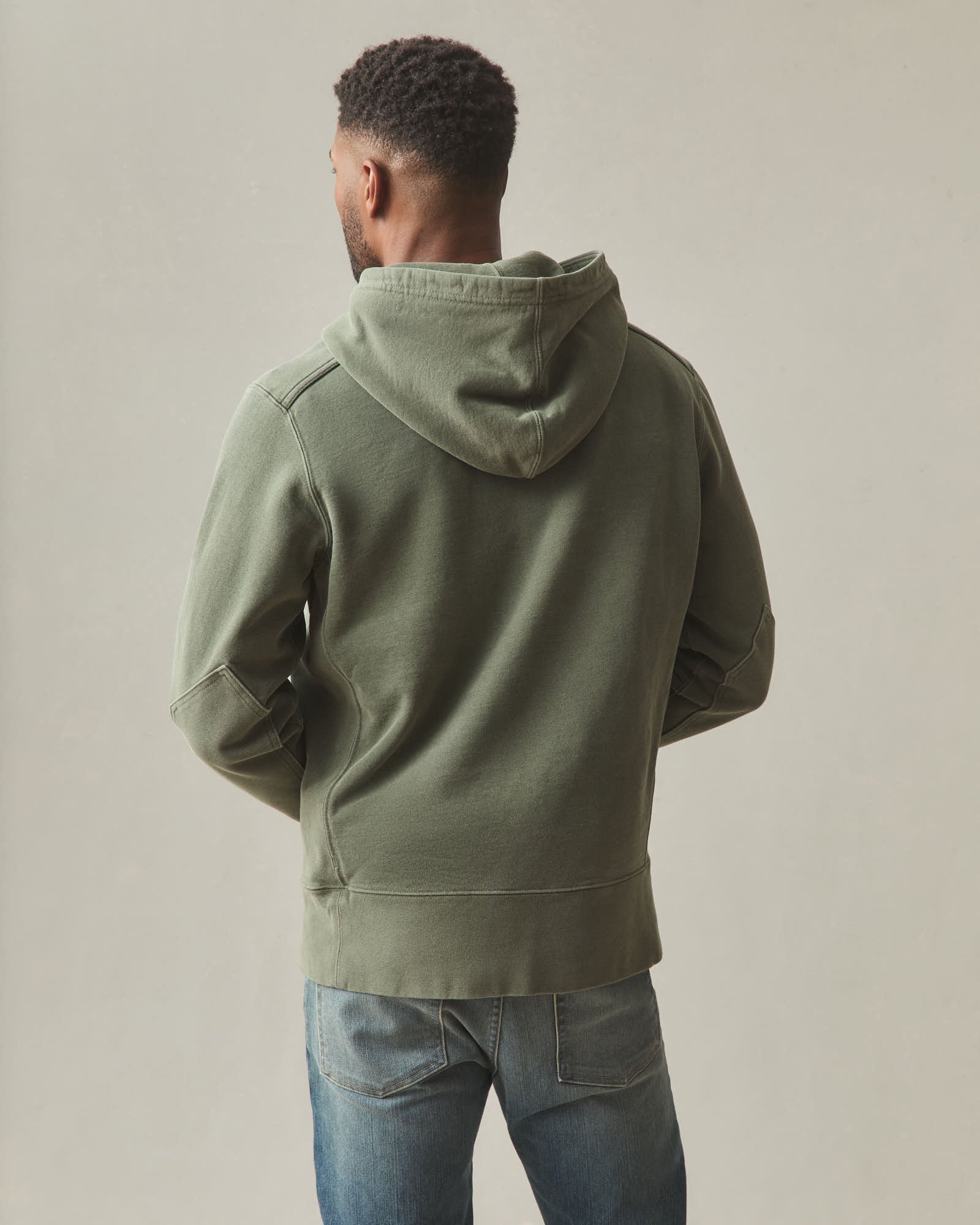 Men's Vintage Wash Classic Pullover - Washed Deep Olive - Image 4