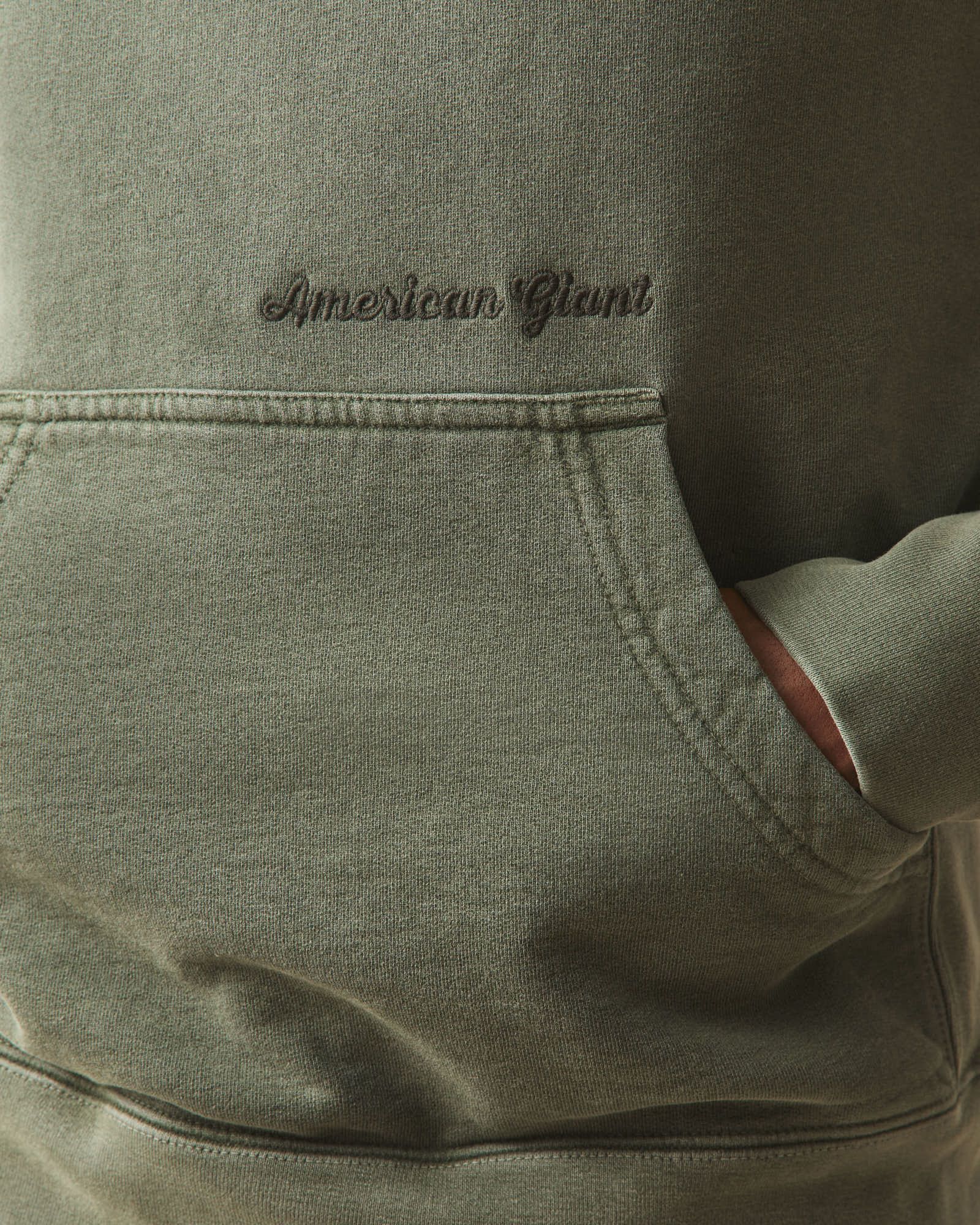 Men's Vintage Wash Classic Pullover - Washed Deep Olive - Image 5