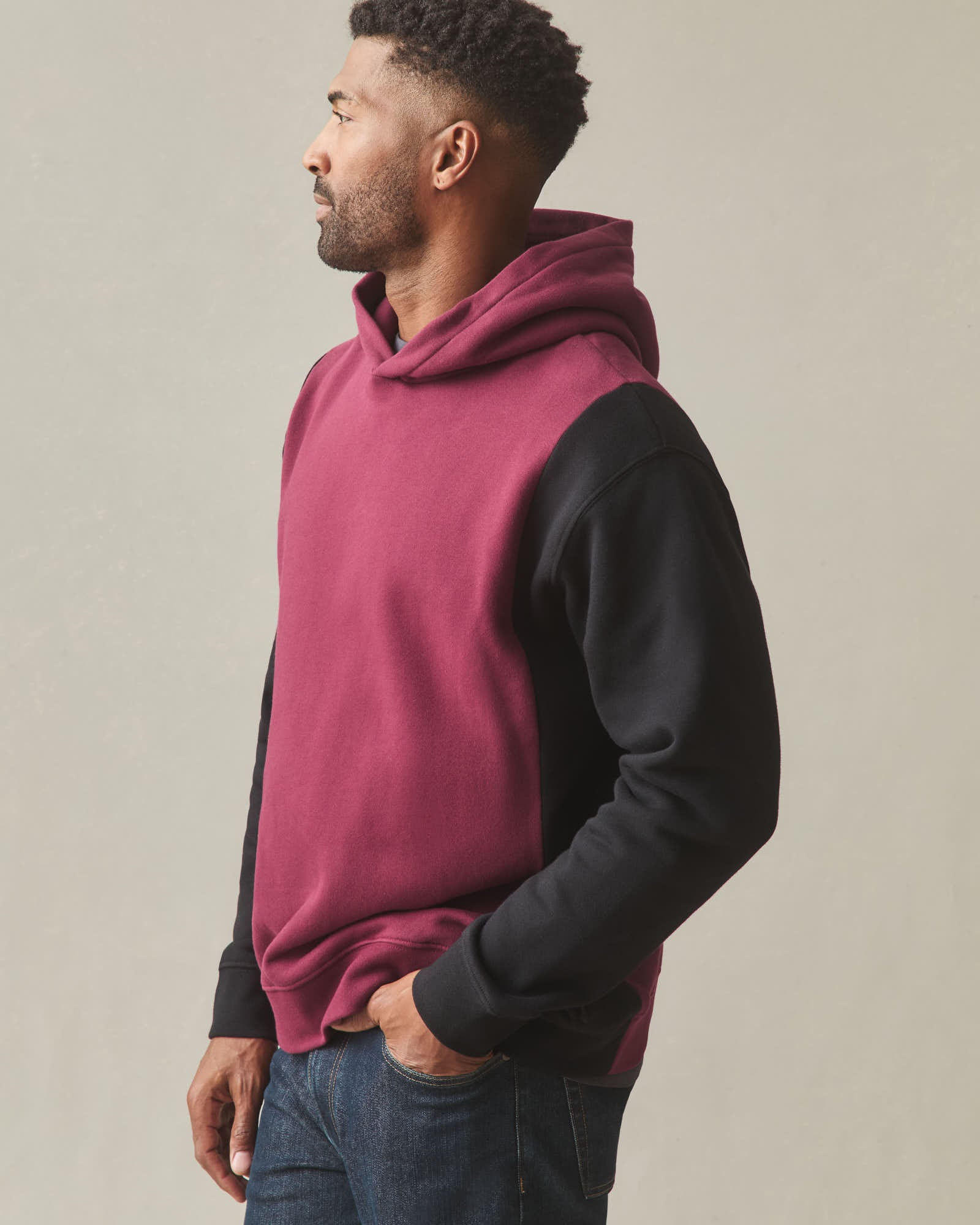 Men's Colorblock Midweight Pullover - Zinfandel Black - Image 3
