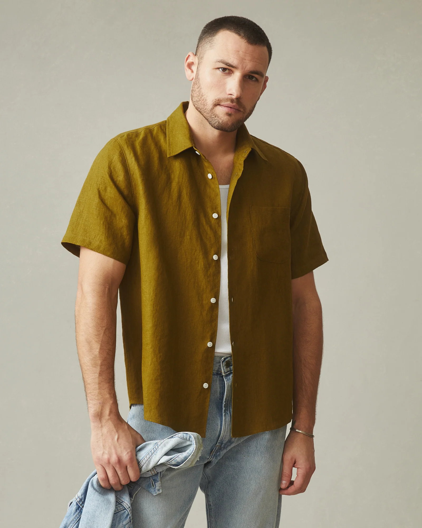 Men's Linen Shirt - Fir Green - Image 4