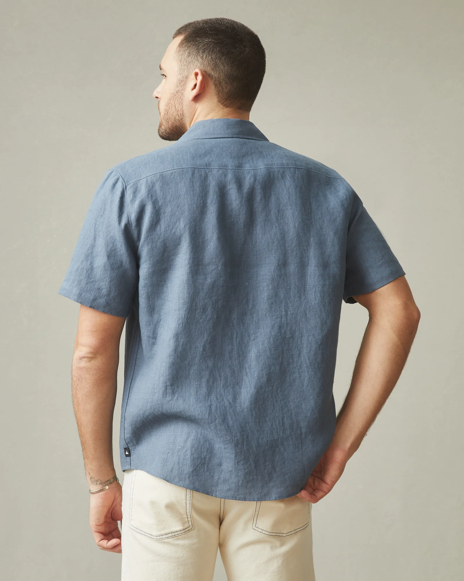 Men's Linen Shirt - Slate Blue - Image 3