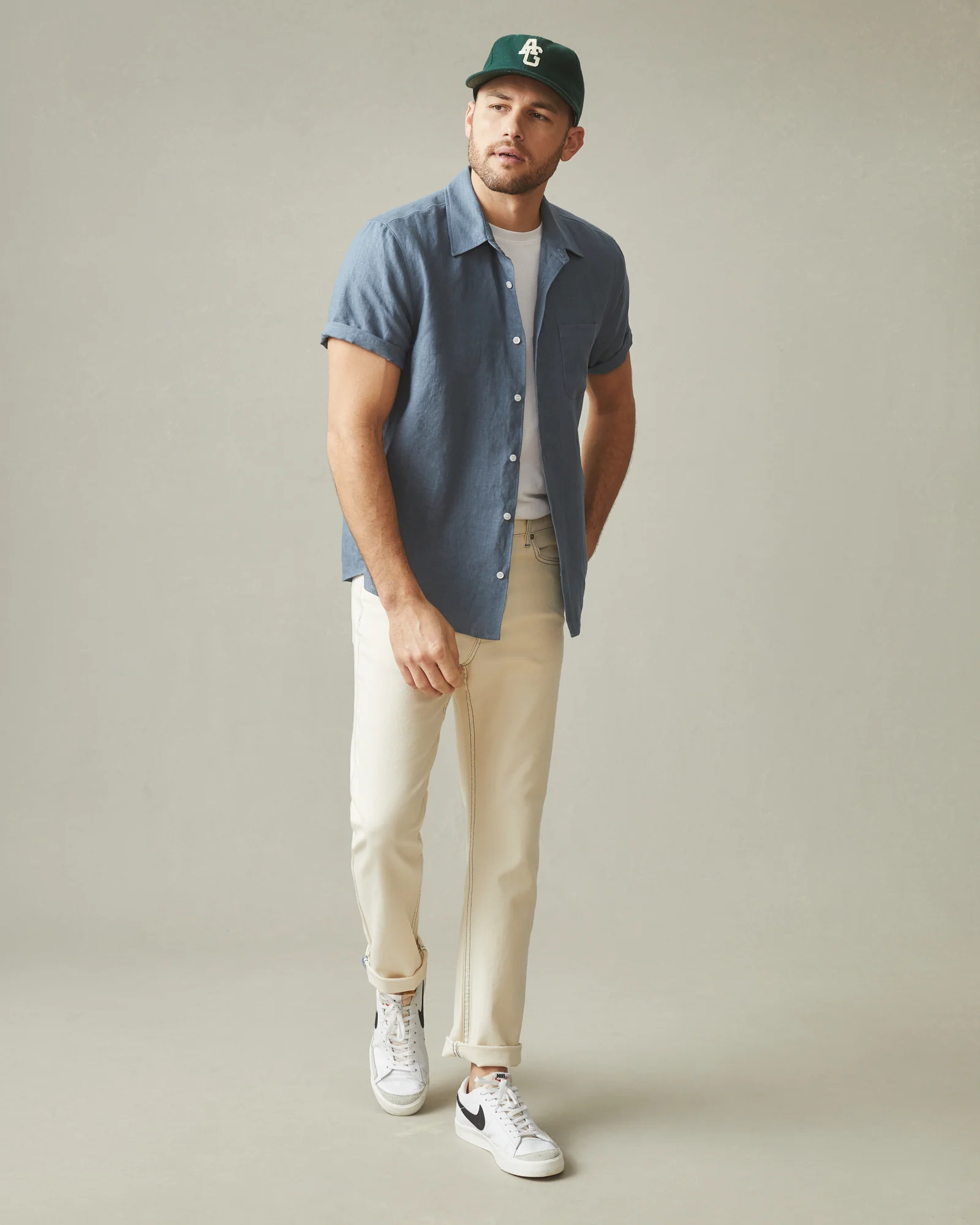 Men's Linen Shirt - Slate Blue - Image 5