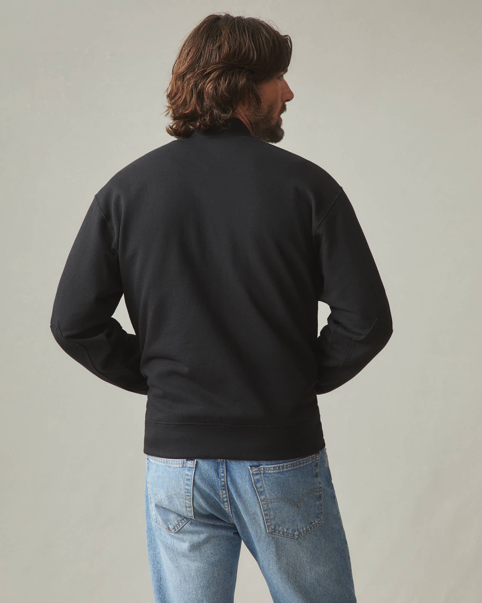 Men's Fleece Bomber Jacket - Black - Image 5