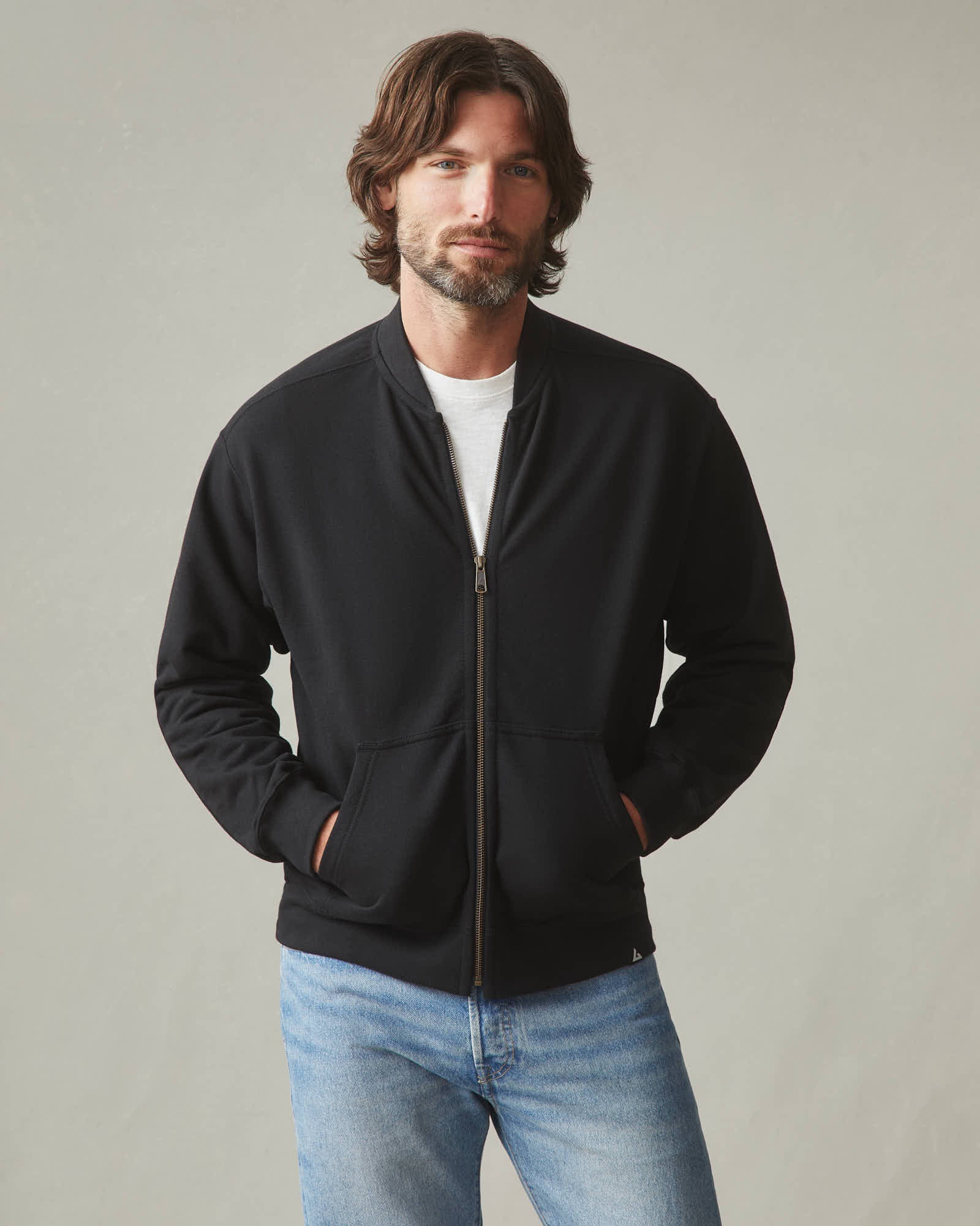 Men's Fleece Bomber Jacket - Black - Image 6
