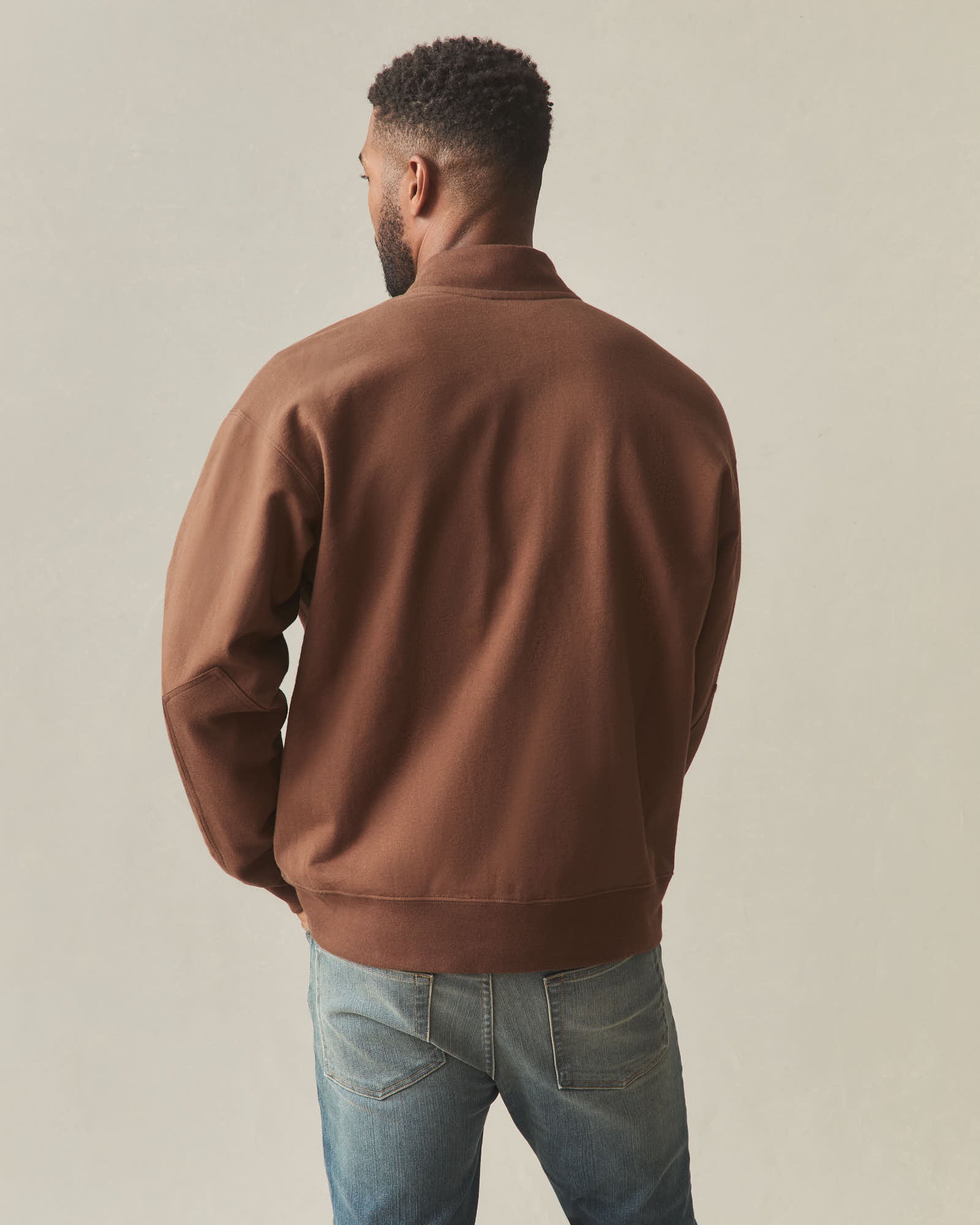 Men's Fleece Bomber Jacket - Cocoa - Image 4
