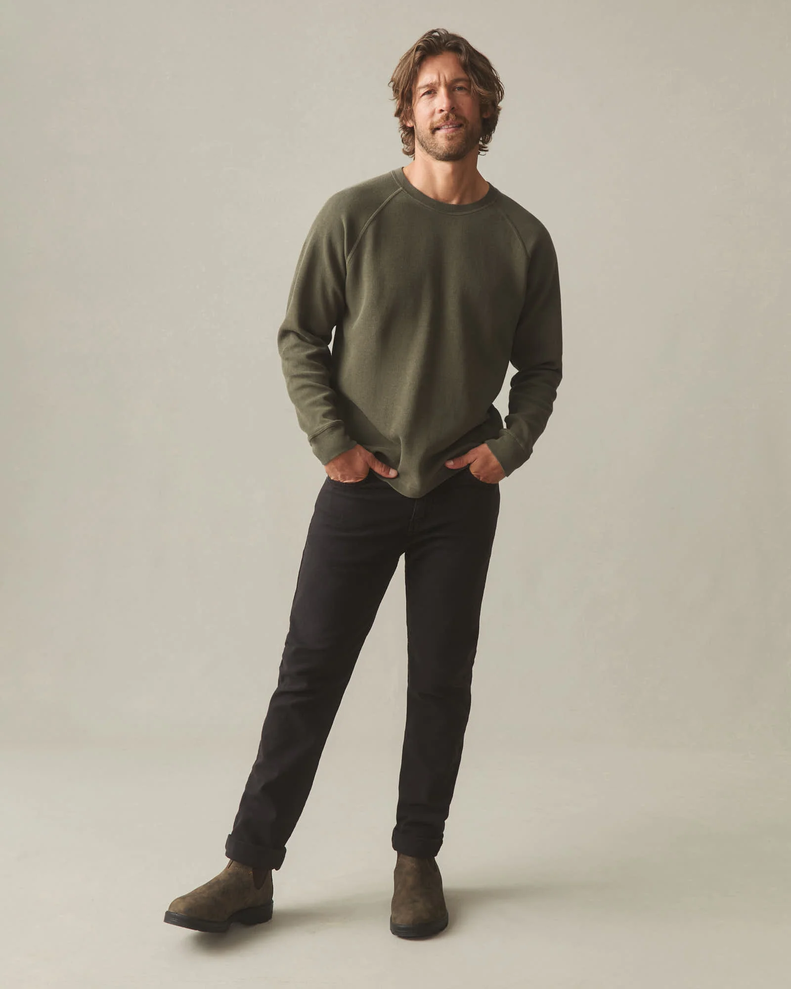 Men's French Rib Crew - Olive - Image 6