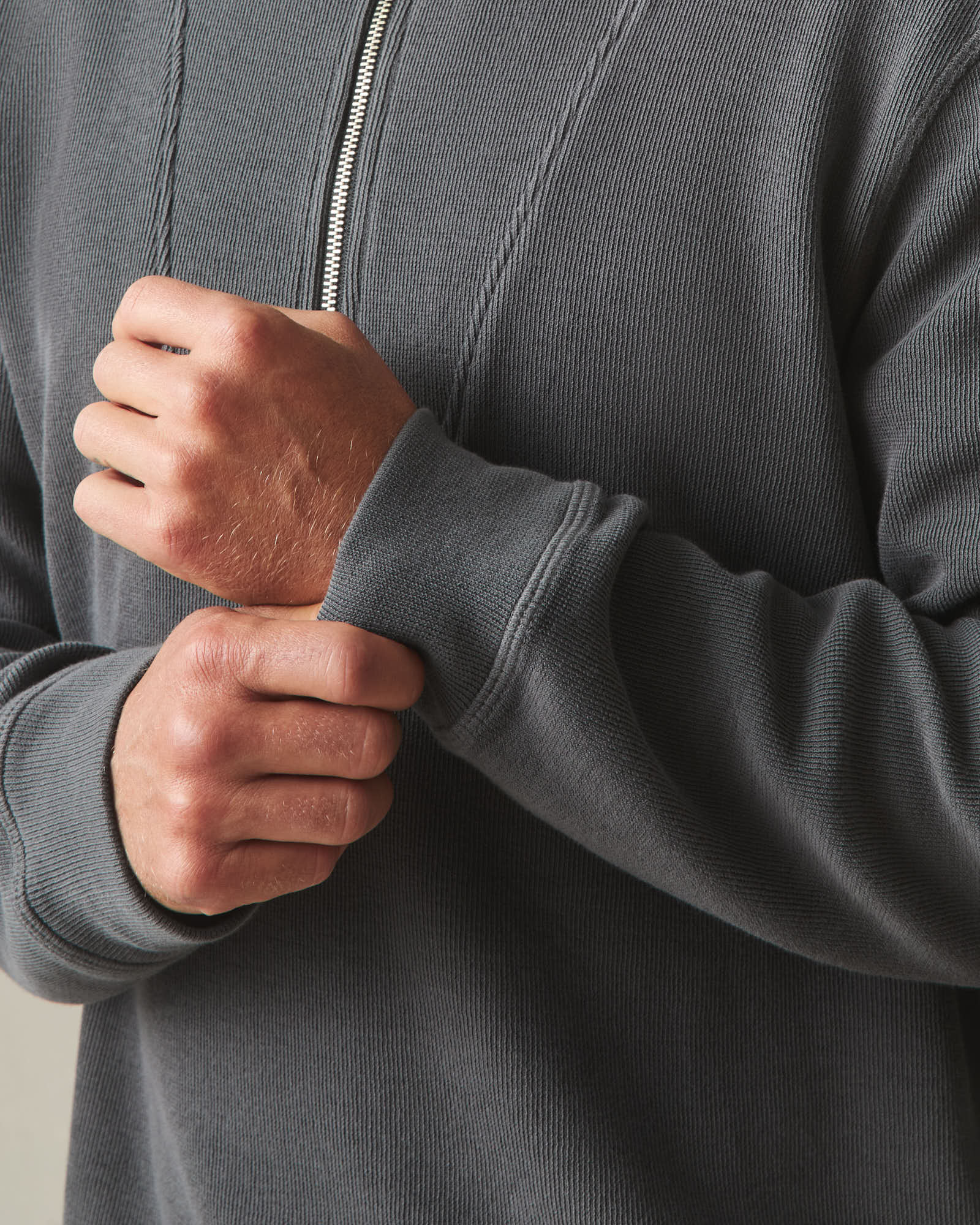 Men's French Rib Half Zip - Dark Charcoal - Image 5