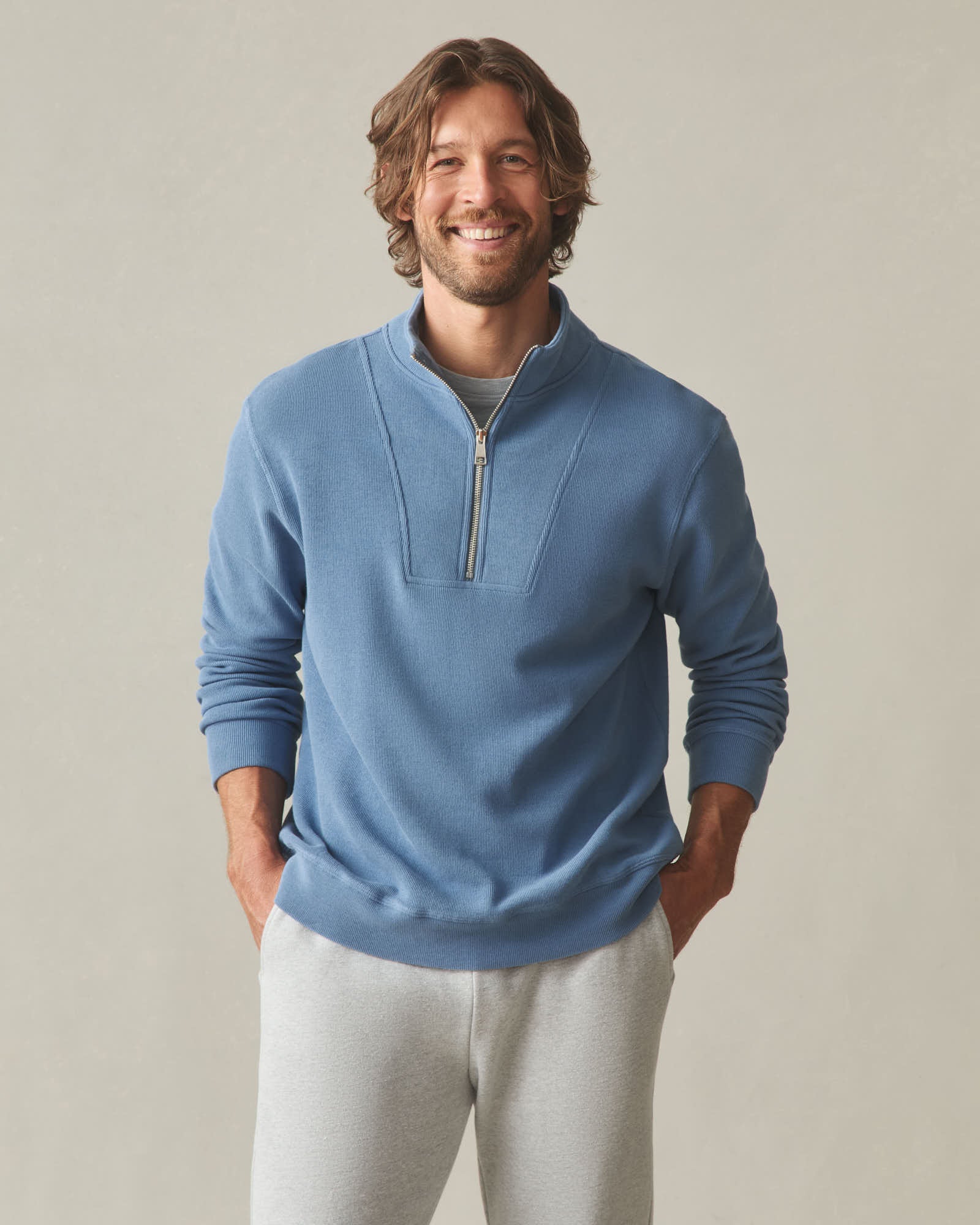 Men's French Rib Half Zip - Quiet Harbor - Image 2