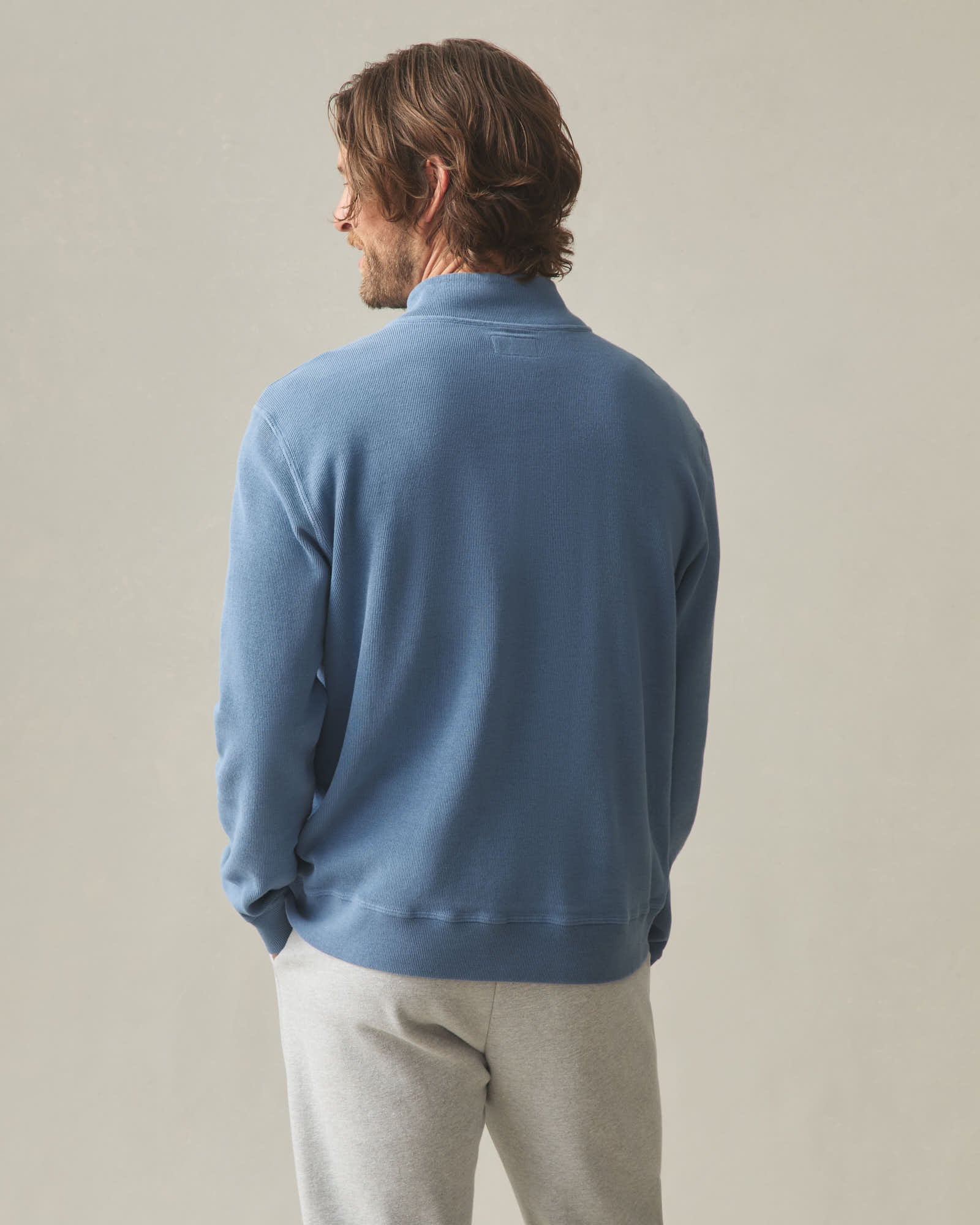 Men's French Rib Half Zip - Quiet Harbor - Image 4