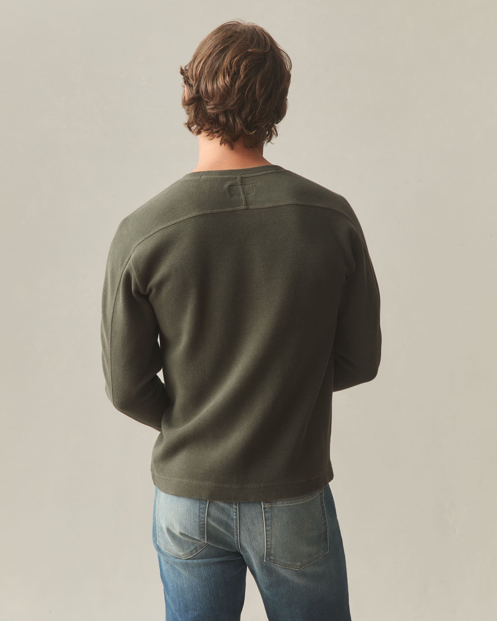 Men's French Rib Henley - Loden - Image 4