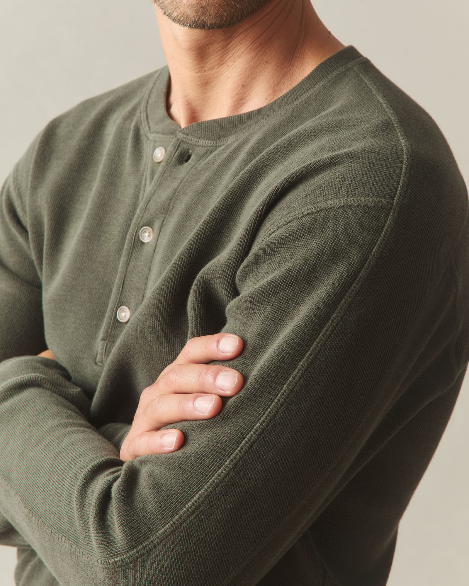 Men's French Rib Henley - Loden - Image 5