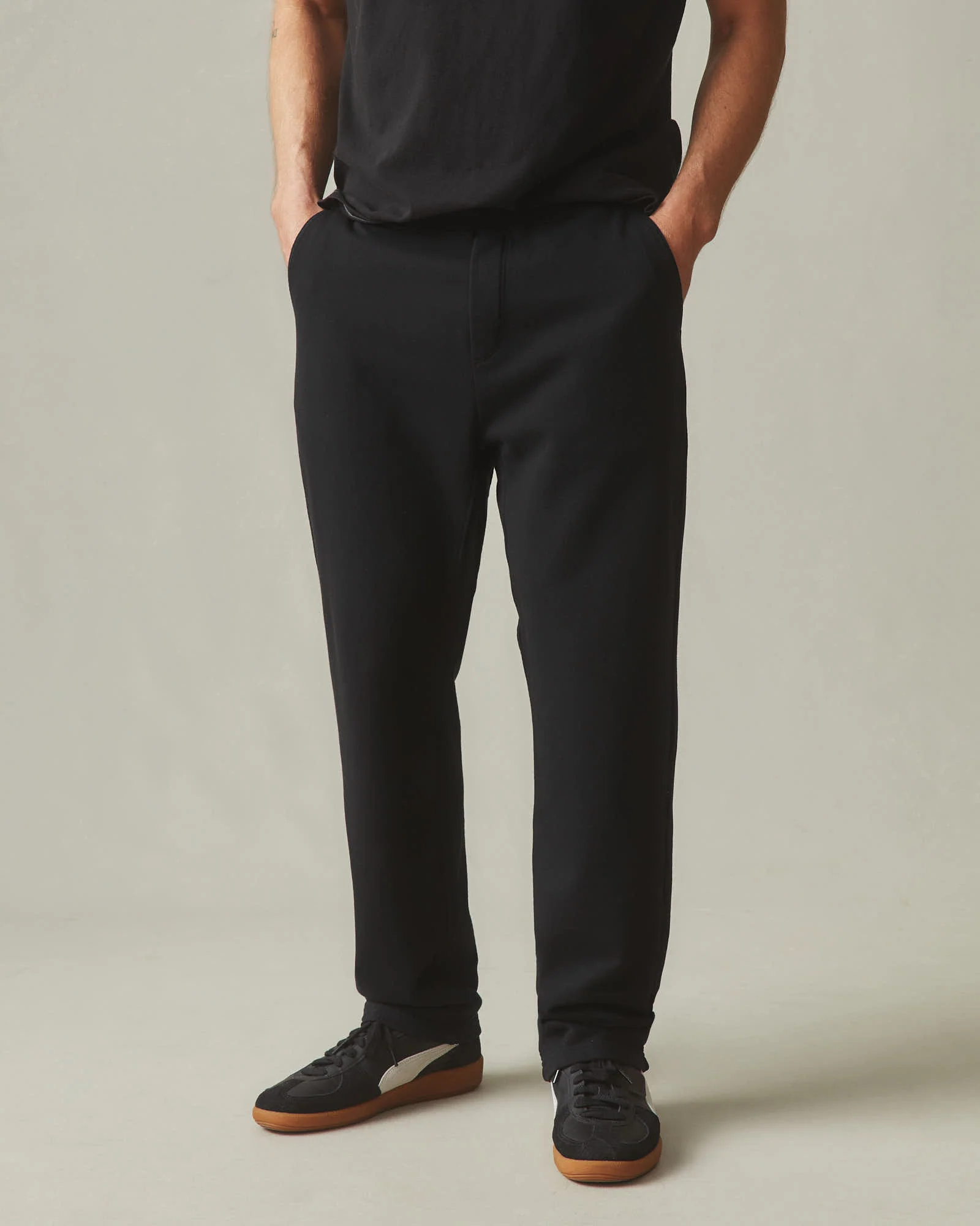 Men's French Terry Straight Pant - Black - Image 2