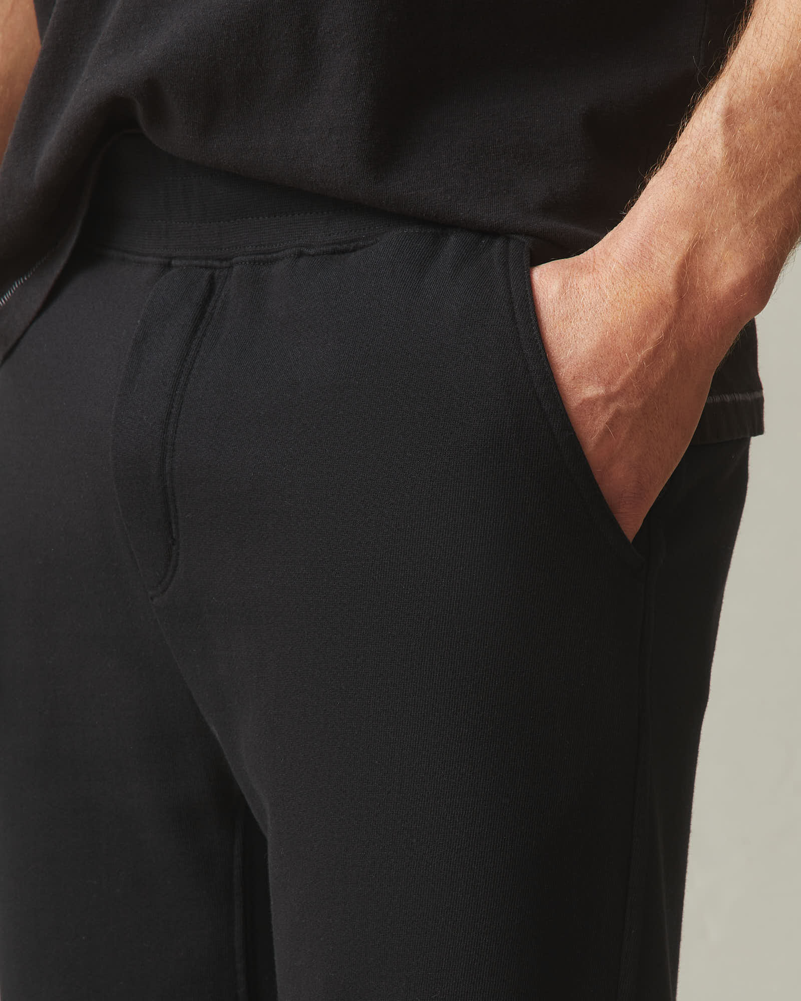 Men's French Terry Straight Pant - Black - Image 3