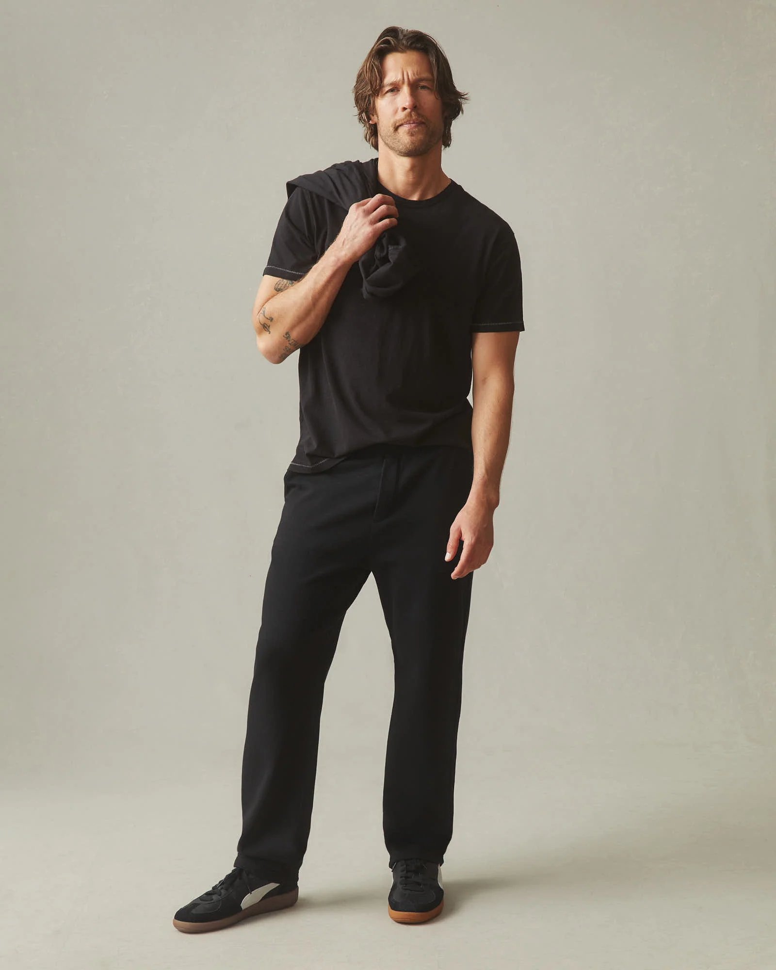 Men's French Terry Straight Pant - Black - Image 6