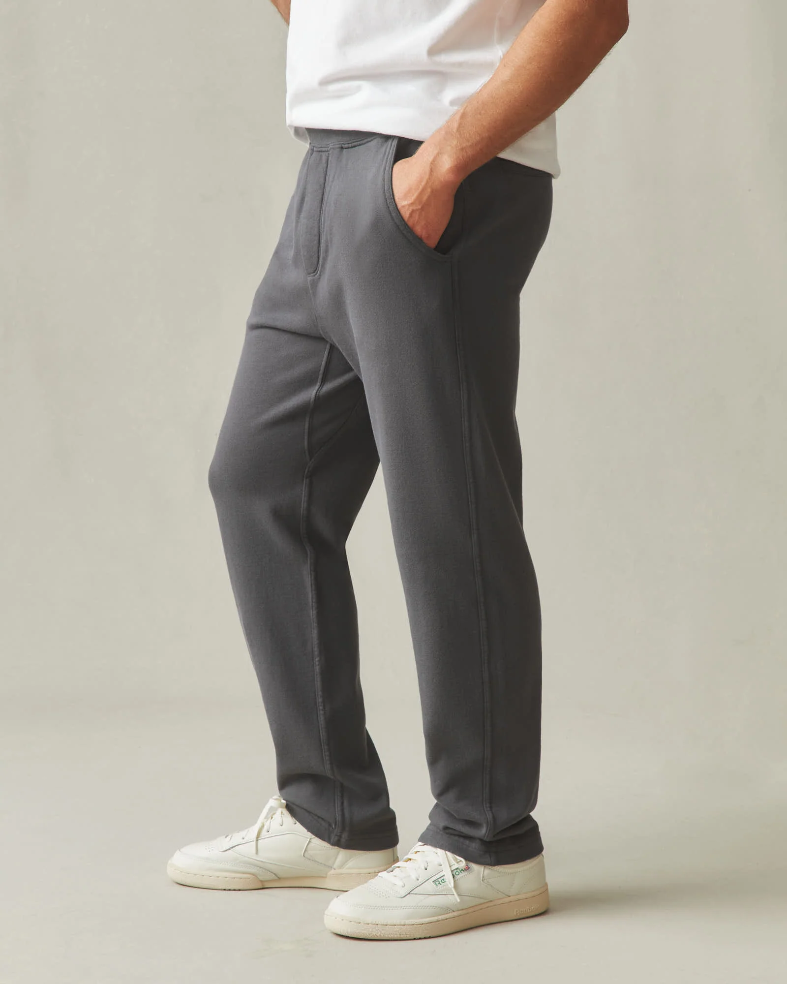 Men's French Terry Straight Pants - Dark Charcoal - Image 3