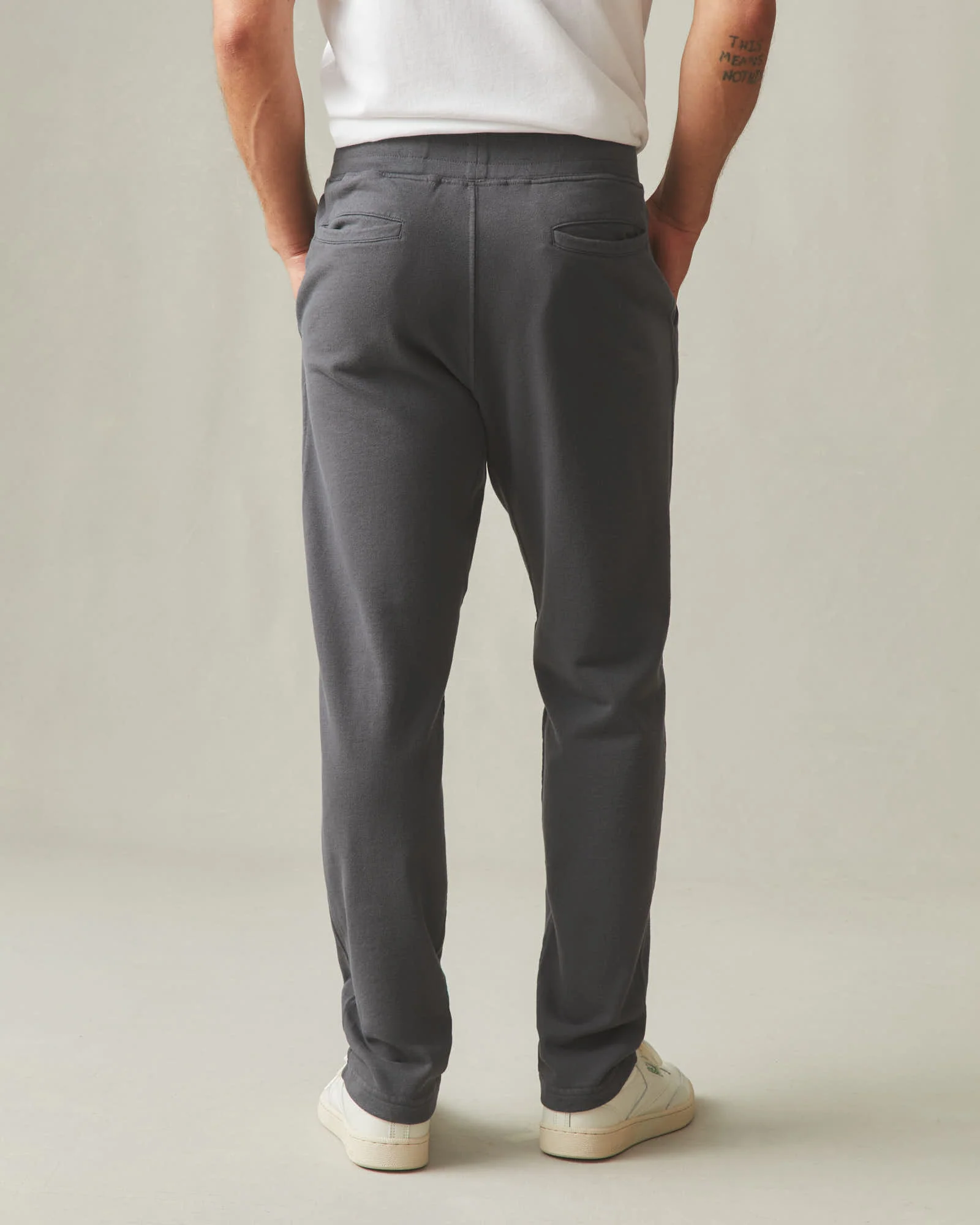 Men's French Terry Straight Pants - Dark Charcoal - Image 4