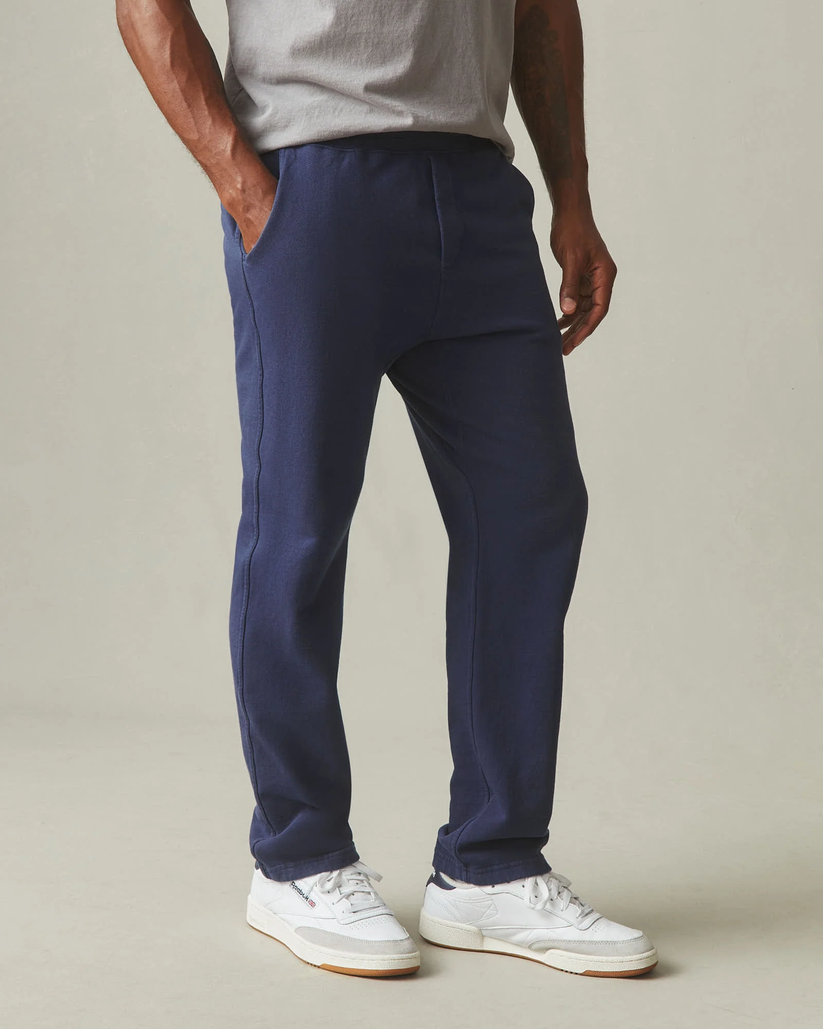Men's French Terry Straight Pant - True Navy - Image 3
