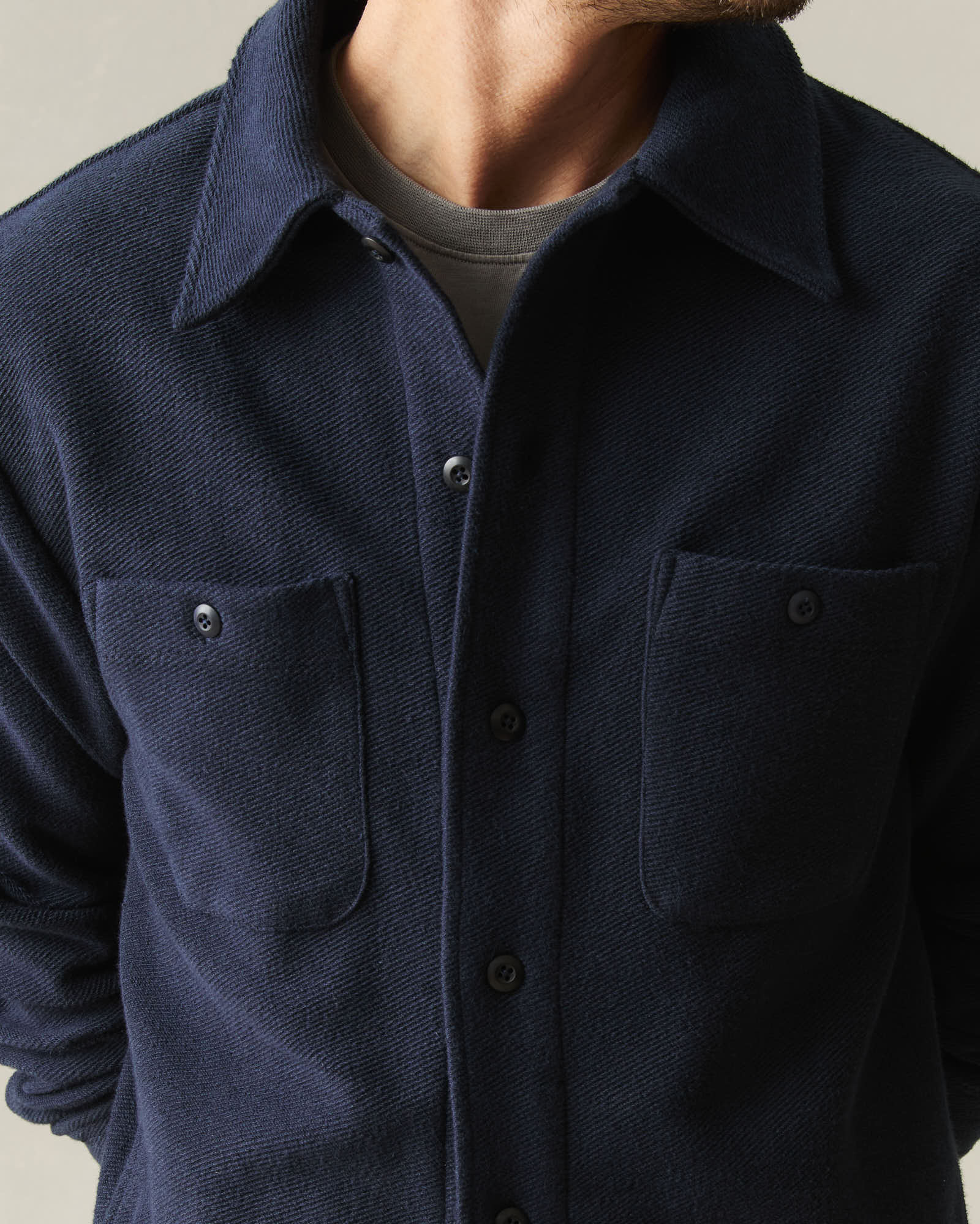Men's French Terry Twill Shacket - Dress Navy - Image 5
