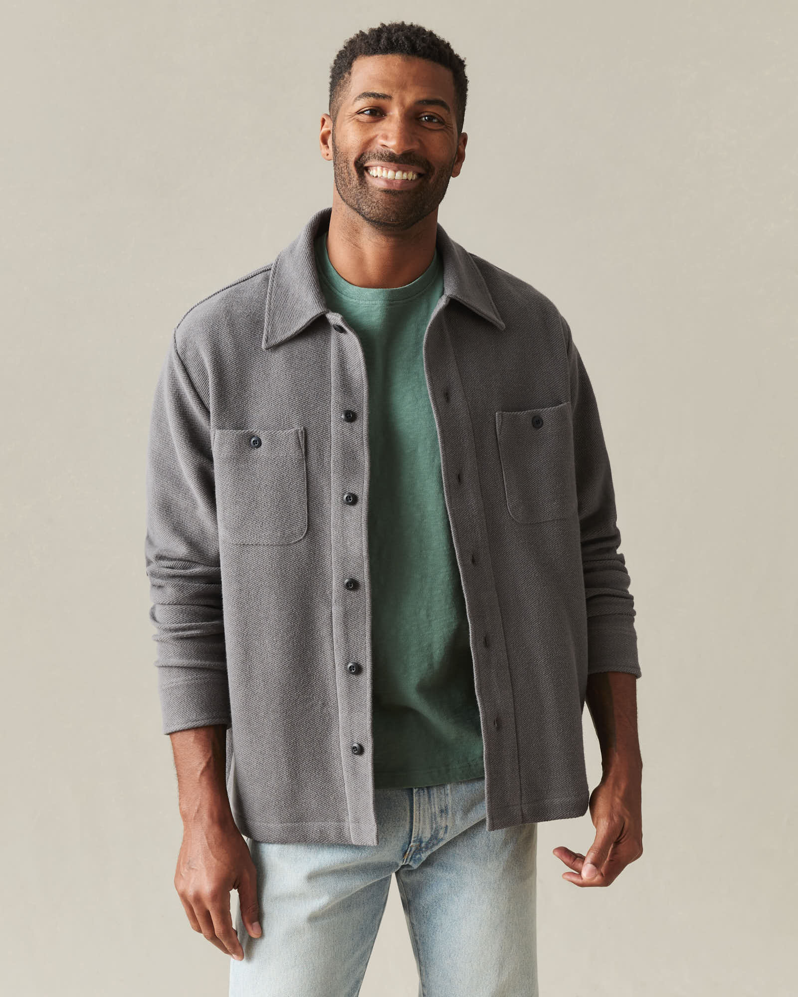 Men's French Terry Twill Shacket - Thunderstorm - Image 3