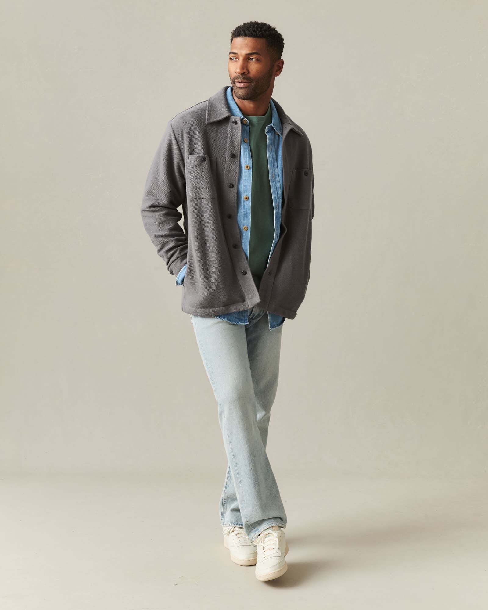 Men's French Terry Twill Shacket - Thunderstorm - Image 7