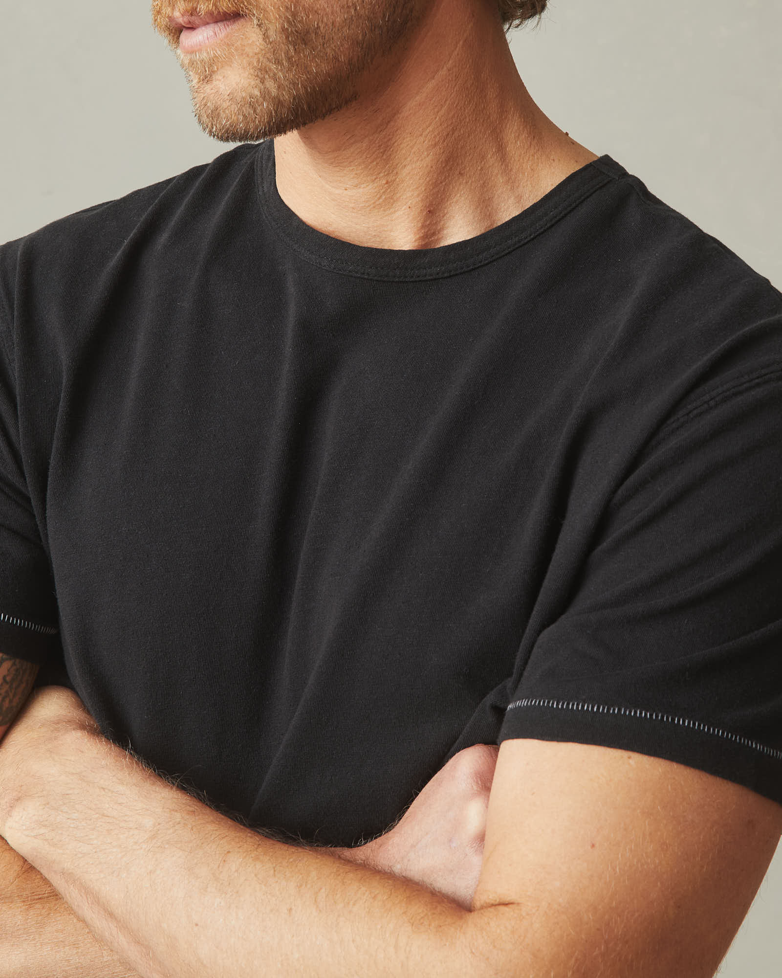 Men's Hemp Jersey Crew Tee - Black - Image 2