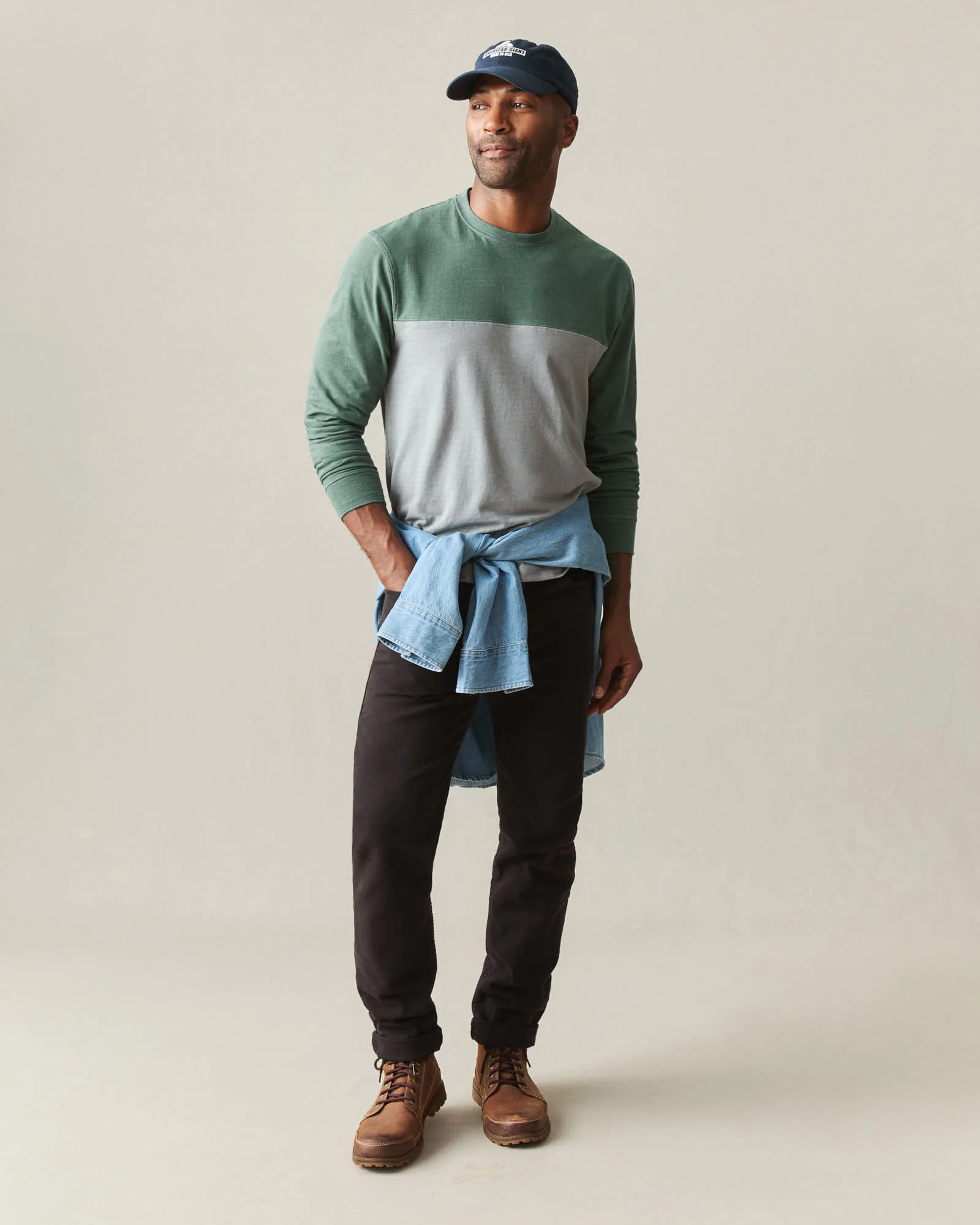 Men's Hemp Colorblock Long Sleeve Tee - Dark Forest Monument - Image 7