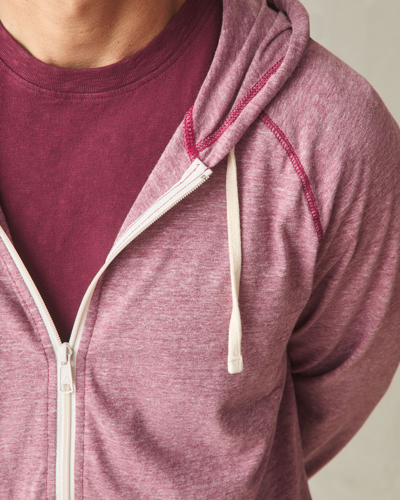 Men's Lightweight Full Zip - Bonfire Red Heather - Image 5